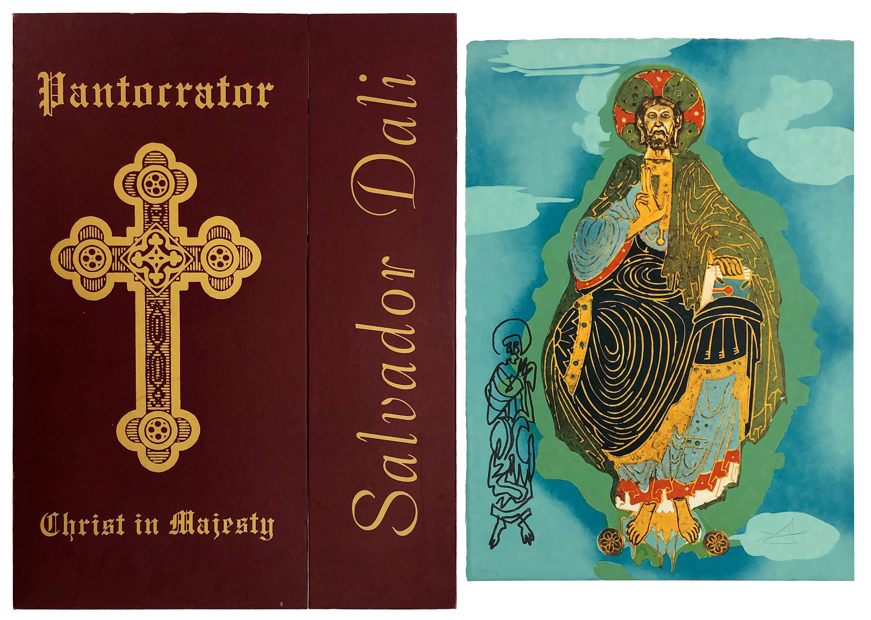 Portrait Print de Salvador Dalí - Pantocrátor - Cristo en Su Majestad (Tarot 3 de Monedas), litografía firmada a mano