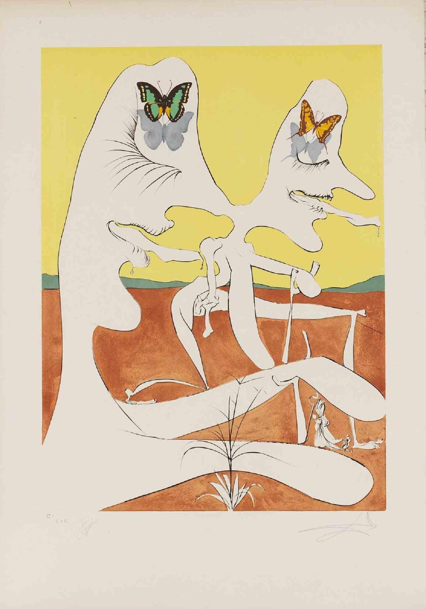 Salvador Dalí Figurative Print - Papillons de l’Anti-Matière - Original Etching by Salvador Dalì - 1974