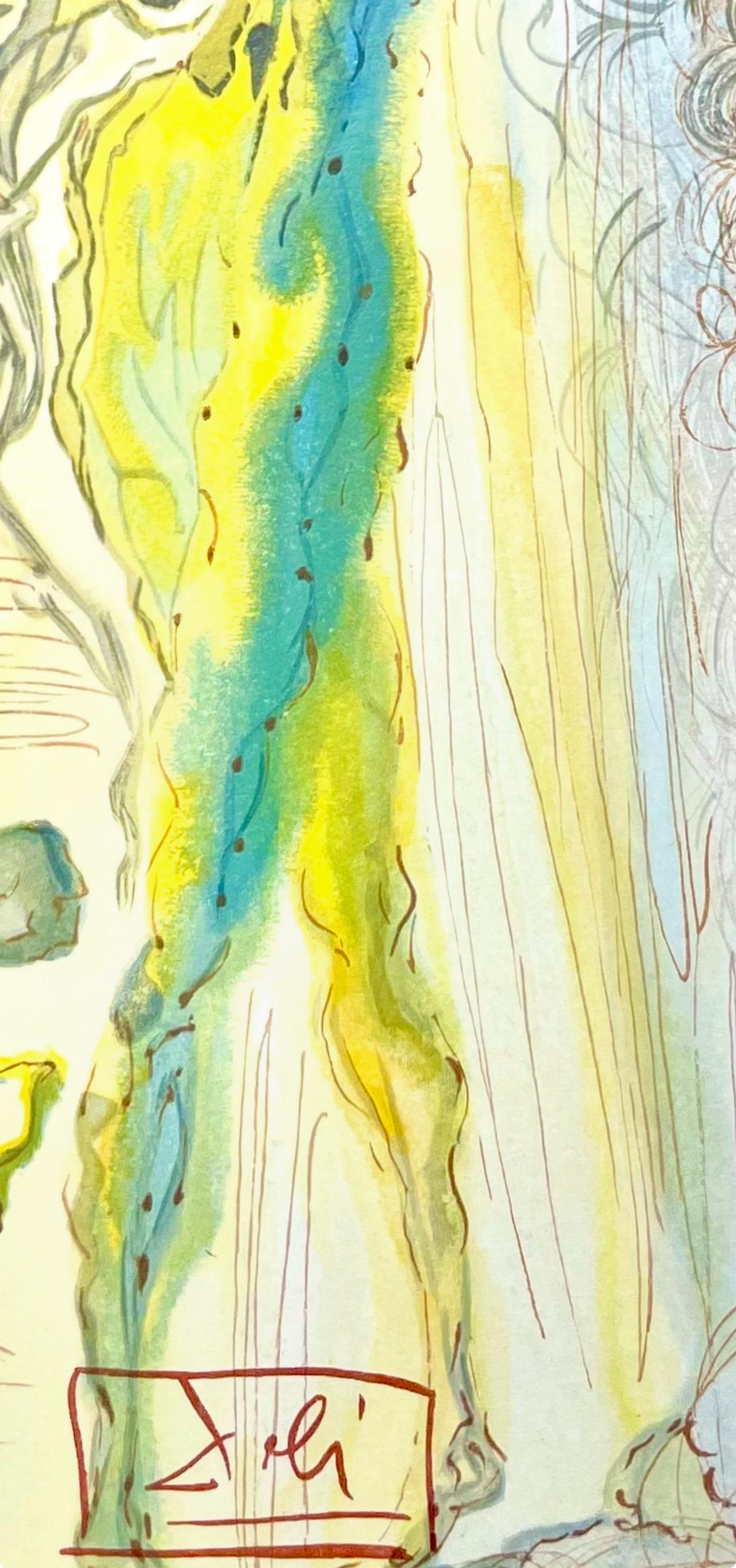 Paradies XII (Field 189-200; M/L 1039-1138), Die Göttliche Komödie - Yellow Landscape Print by Salvador Dalí