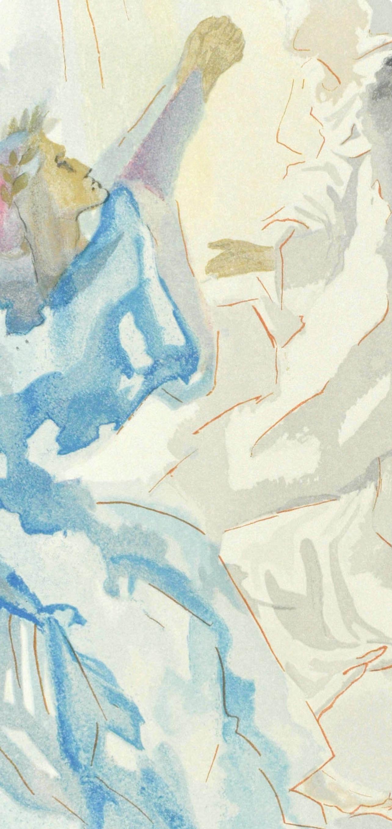 Paradiso, Canto V (Field 189-200; M/L. 1039-1138), La Divina Commedia - Gray Landscape Print by Salvador Dalí