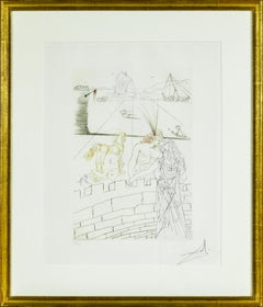"Paris and Helen of Troy" signed etching by Salvador Dali. Edition 430 of 1000.