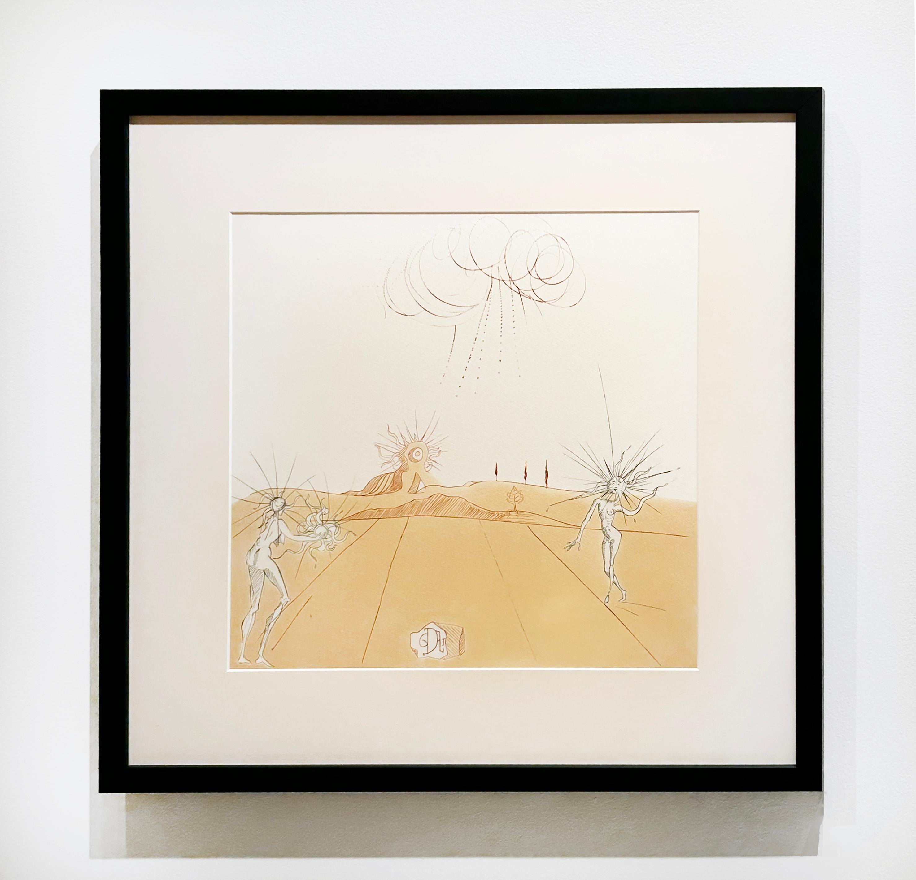 Paysage Avec Figuren-Soleil (Surrealismus), Print, von Salvador Dalí