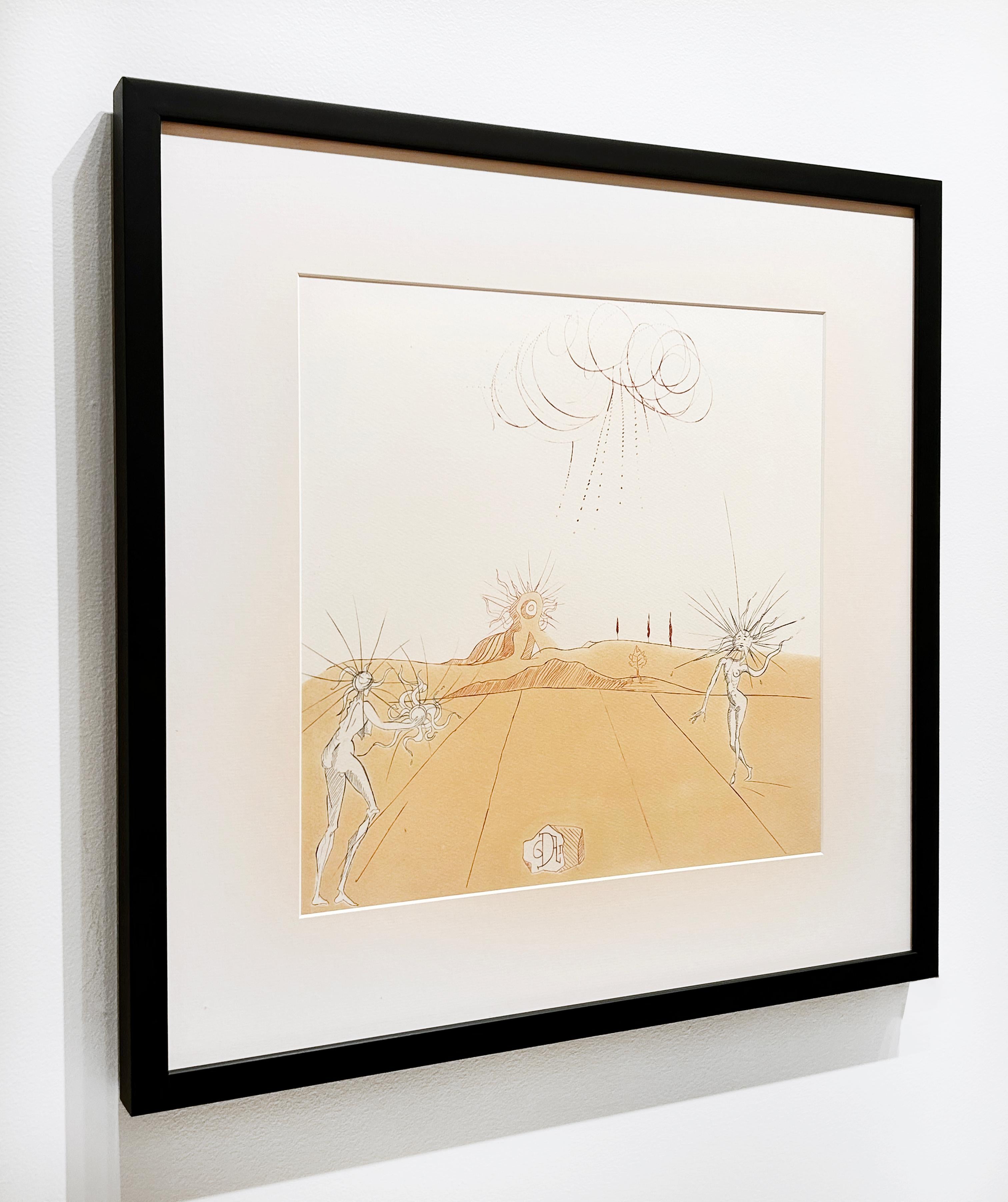 Künstler:  Dali, Salvador
Titel:  Paysage Avec Figuren-Soleil
Serie:  Neuf Paysages
Datum:  1980
Medium:  Aquatinta und Fotogravuren mit schwarzen Kaltnadelradierungen
Ungerahmt Abmessungen: 18