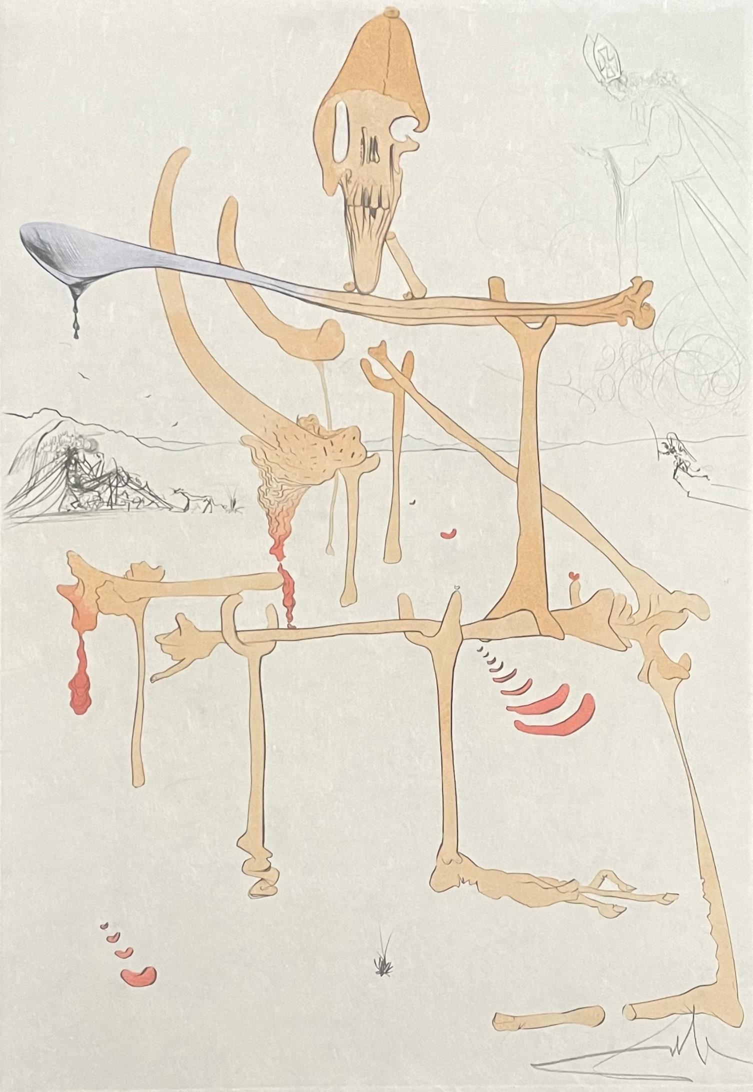Landscape Print Salvador Dalí - Paysage with Squelette (Squelette de paysage), Salvador Dali
