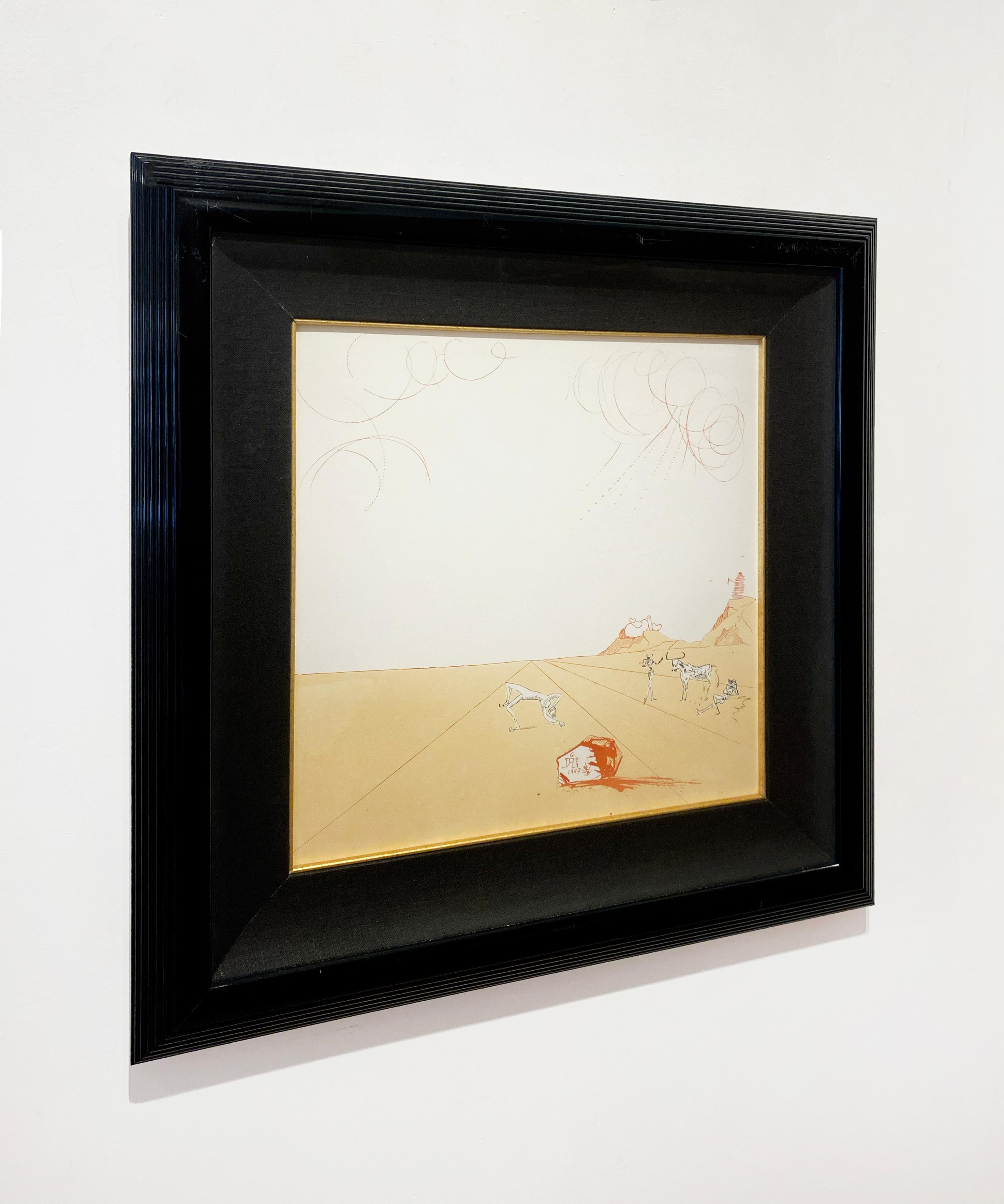 Artist:  Dali, Salvador
Title:  Paysage Iberique from Pasiflore
Series:  Neuf Paysages
Date:  1980
Medium:  Aquatint and photogravures with black drypoint remarques
Framed Dimensions:  22.5