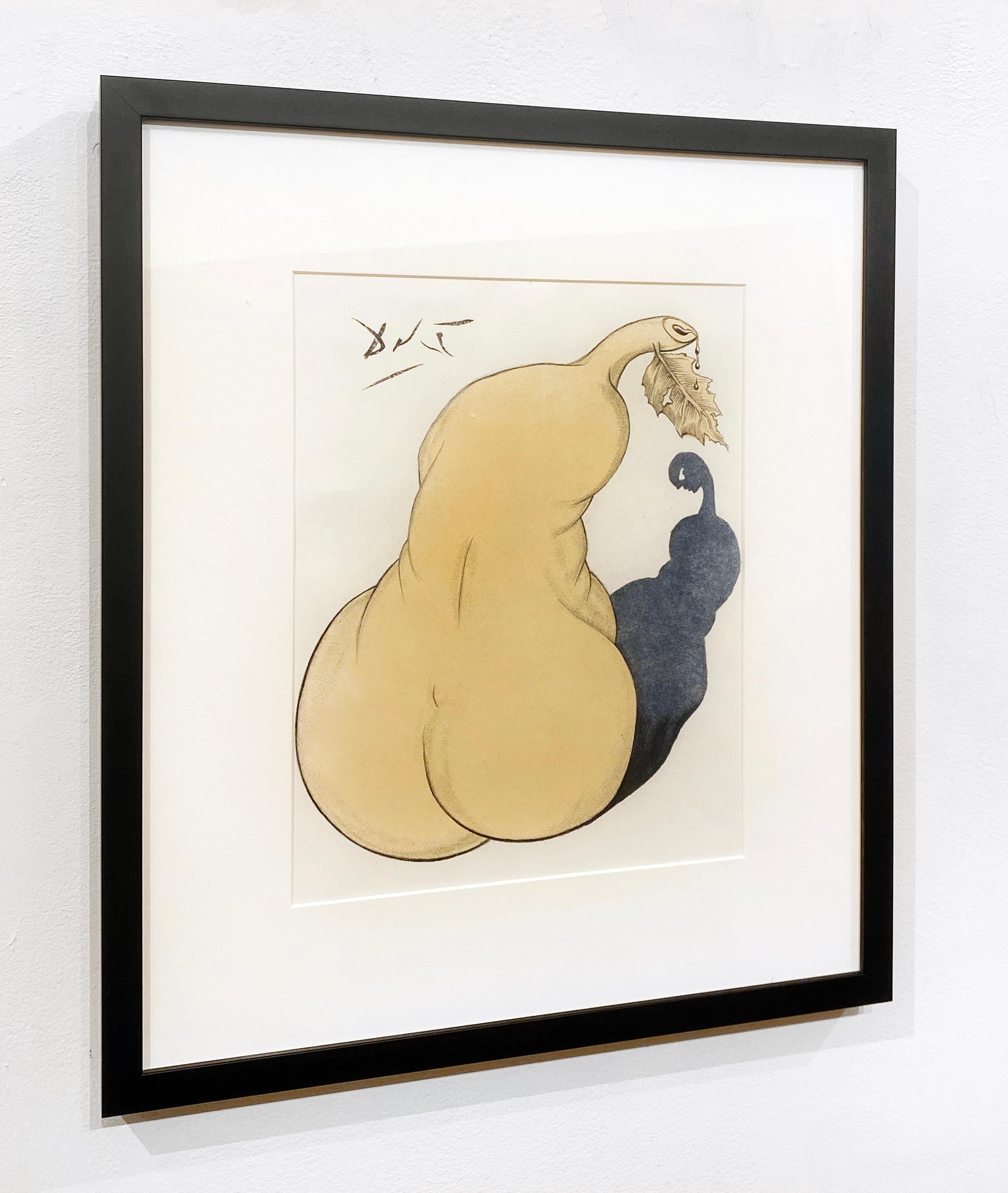Artist:  Dali, Salvador
Title:  Pear and Nude Back
Series:  Dali Illustre Casanova
Date:  1967
Medium:  drypoint with added watercolor
Framed Dimensions:  21.5