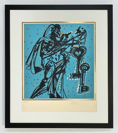 Salvador Dali Signed, 1972, Surrealist Lithograph, Peter (Keeper of the Keys)