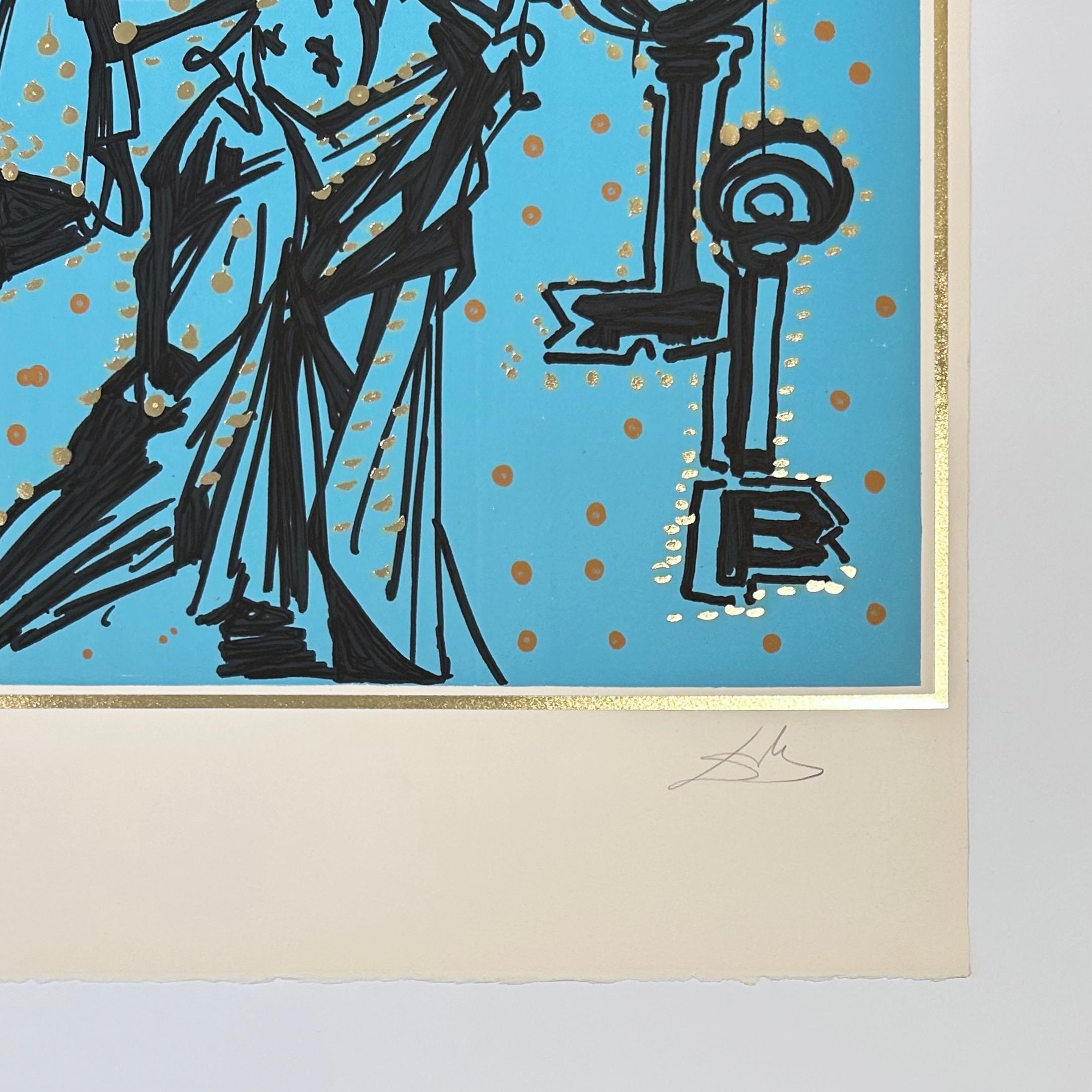 Peter (Keeper of the Keys) - Blue Portrait Print by Salvador Dalí