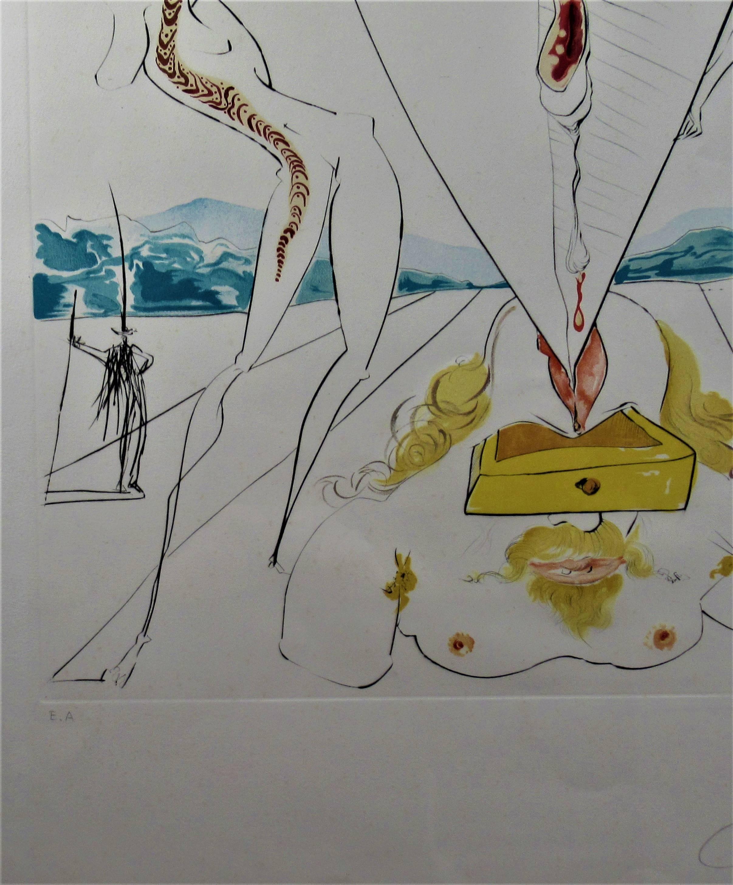 Philosophe Ecrasé par le Cosmos - Surrealist Print by Salvador Dalí