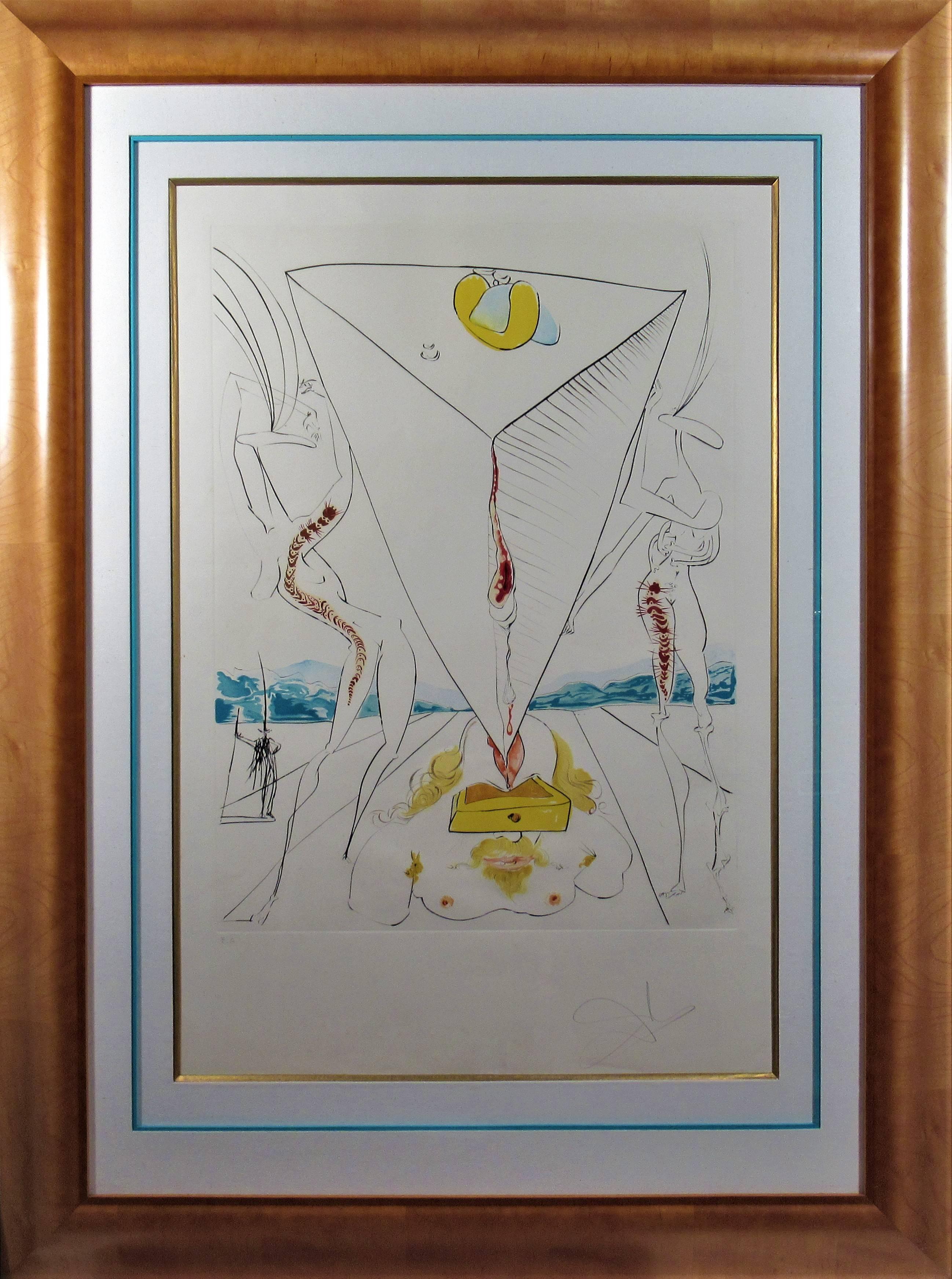 Salvador Dalí Abstract Print – Philosophe Ecrasé par le Cosmos