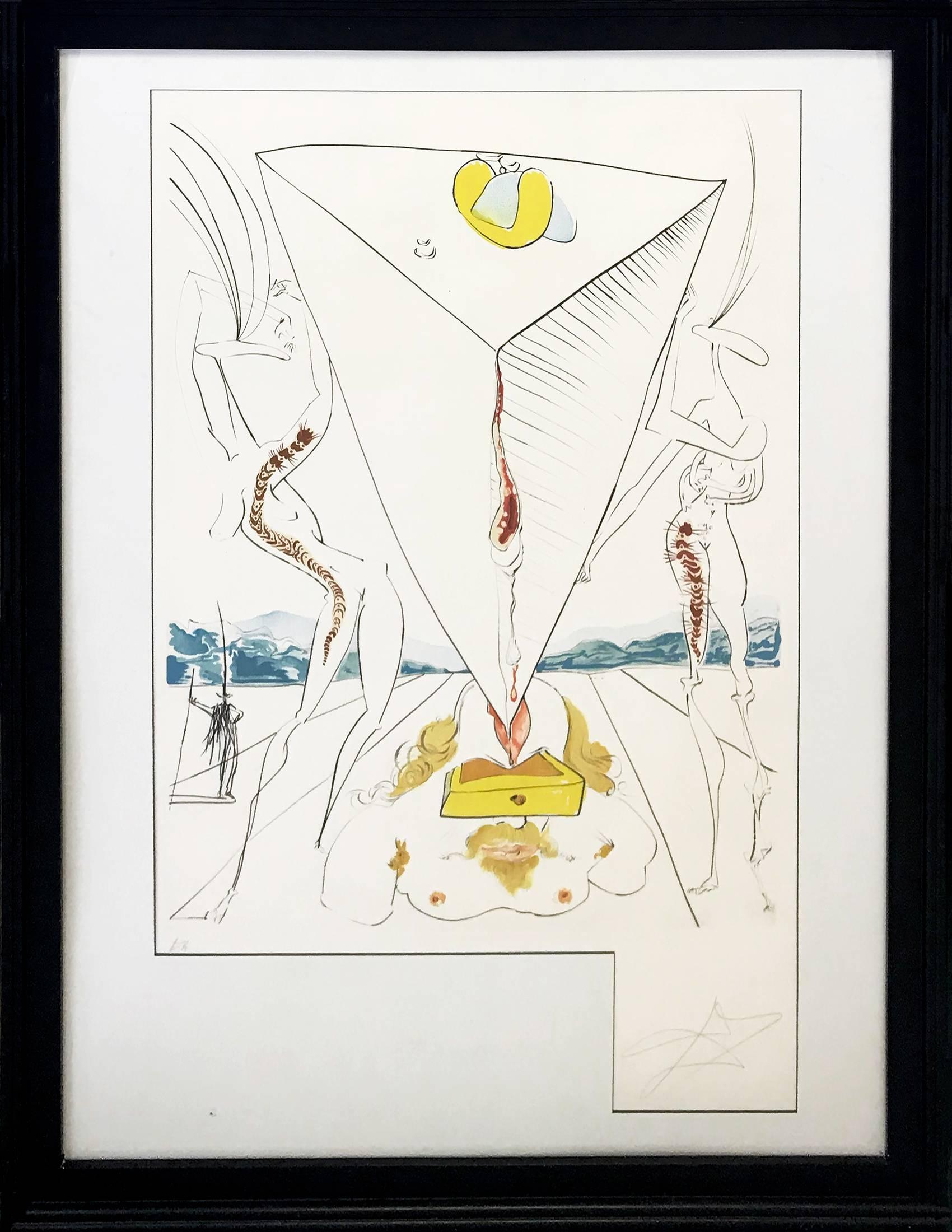 Salvador Dalí Portrait Print - PHILOSOPHER CRUSHED BY THE COSMOS