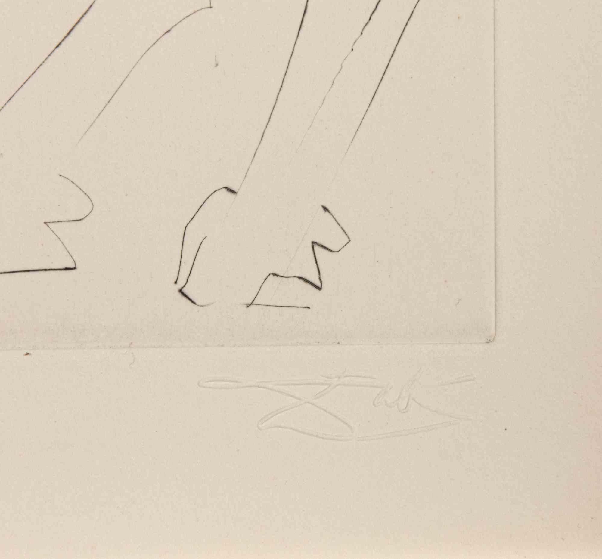 Le cheval de Picasso - eau-forte - 1968 - Print de Salvador Dalí