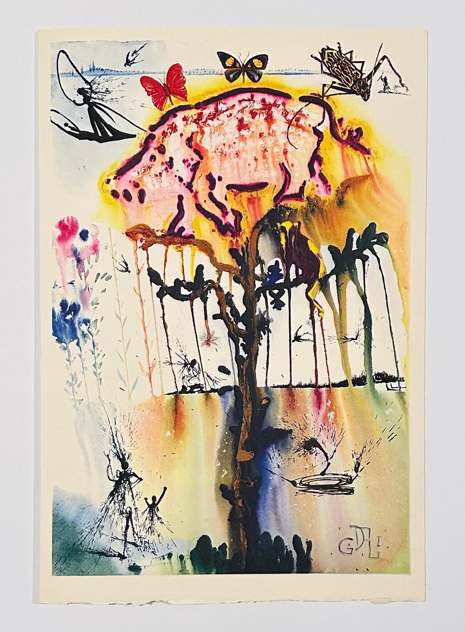 Maiale e Pepe (albero) , da Alice nel Paese delle Meraviglie - Animal Print Beige di Salvador Dalí
