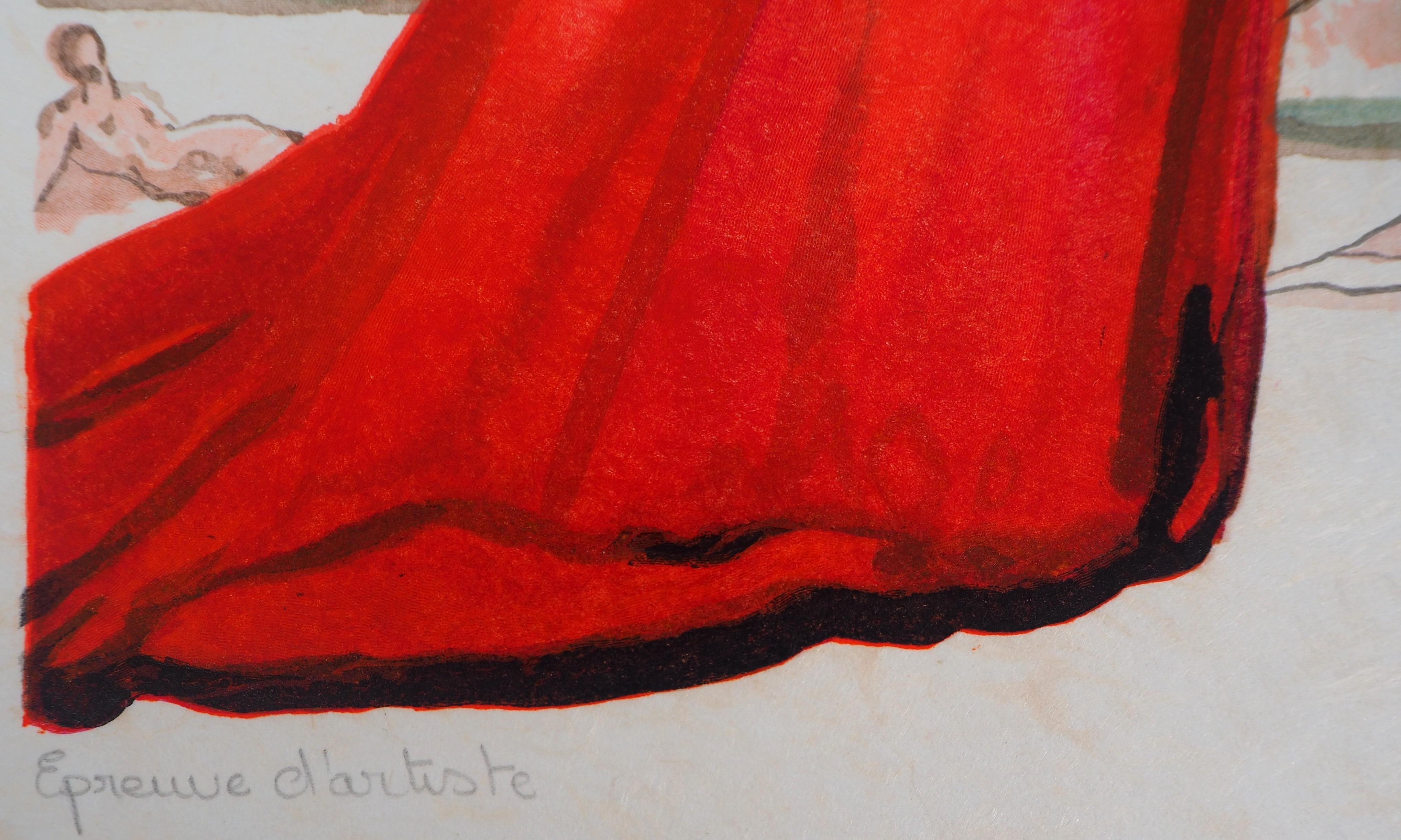 Pilade Loves Hermione - Original Woodcut, Handsigned (Field #79-2 K) - Surrealist Print by Salvador Dalí