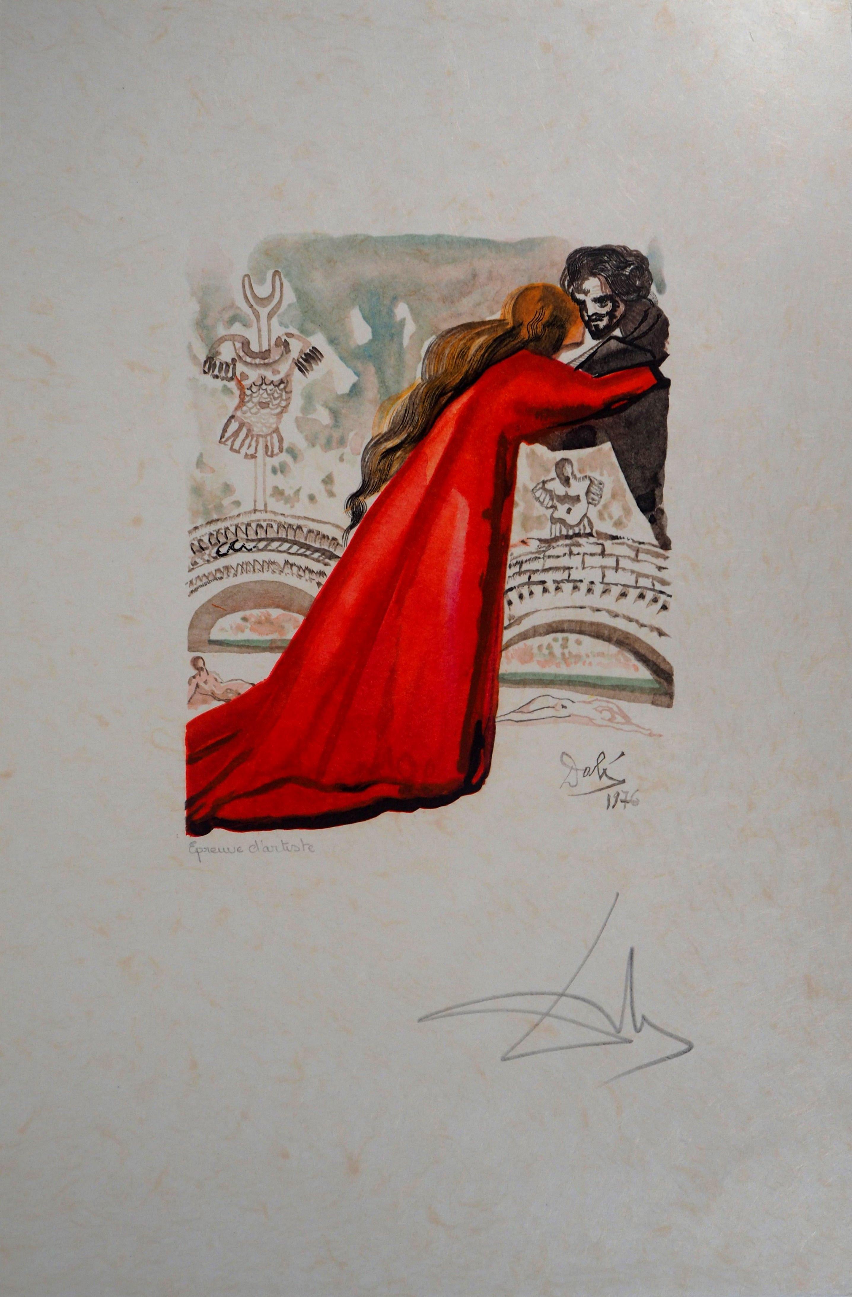 Salvador Dalí Figurative Print - Pilade Loves Hermione - Original Woodcut, Handsigned (Field #79-2 K)