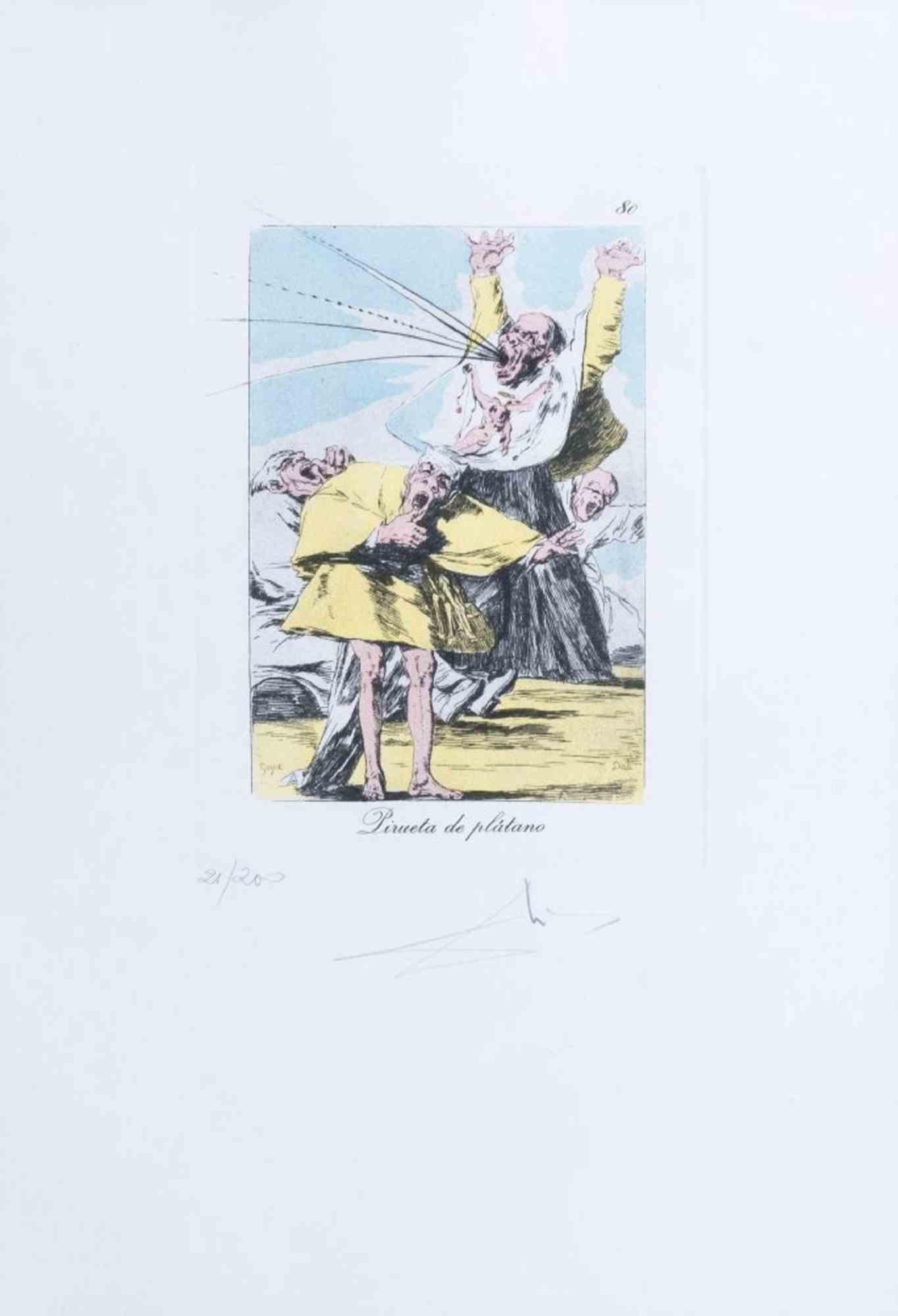 Salvador Dalí Figurative Print - Pirueta de Plátano - Drypoint and Collotype by S.Dalì - 1977