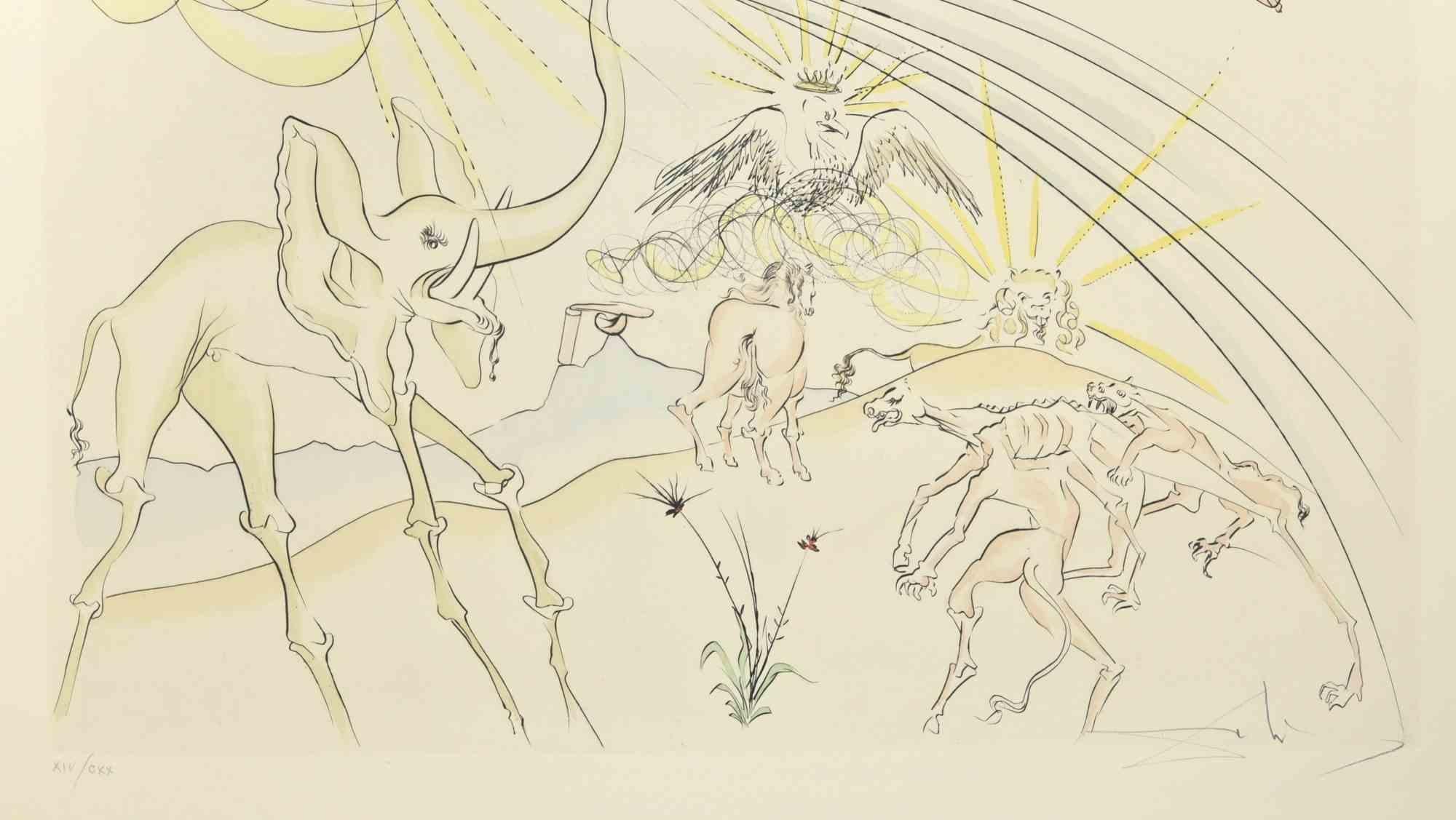 Pestkranke Tiere - Radierung  - 1974 – Print von Salvador Dalí
