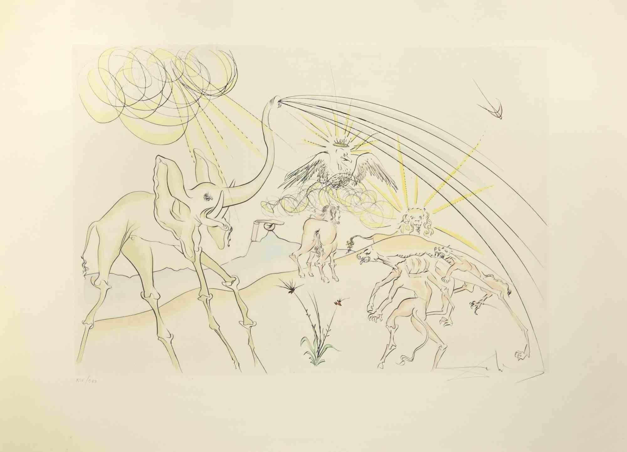 Salvador Dalí Figurative Print – Pestkranke Tiere - Radierung  - 1974