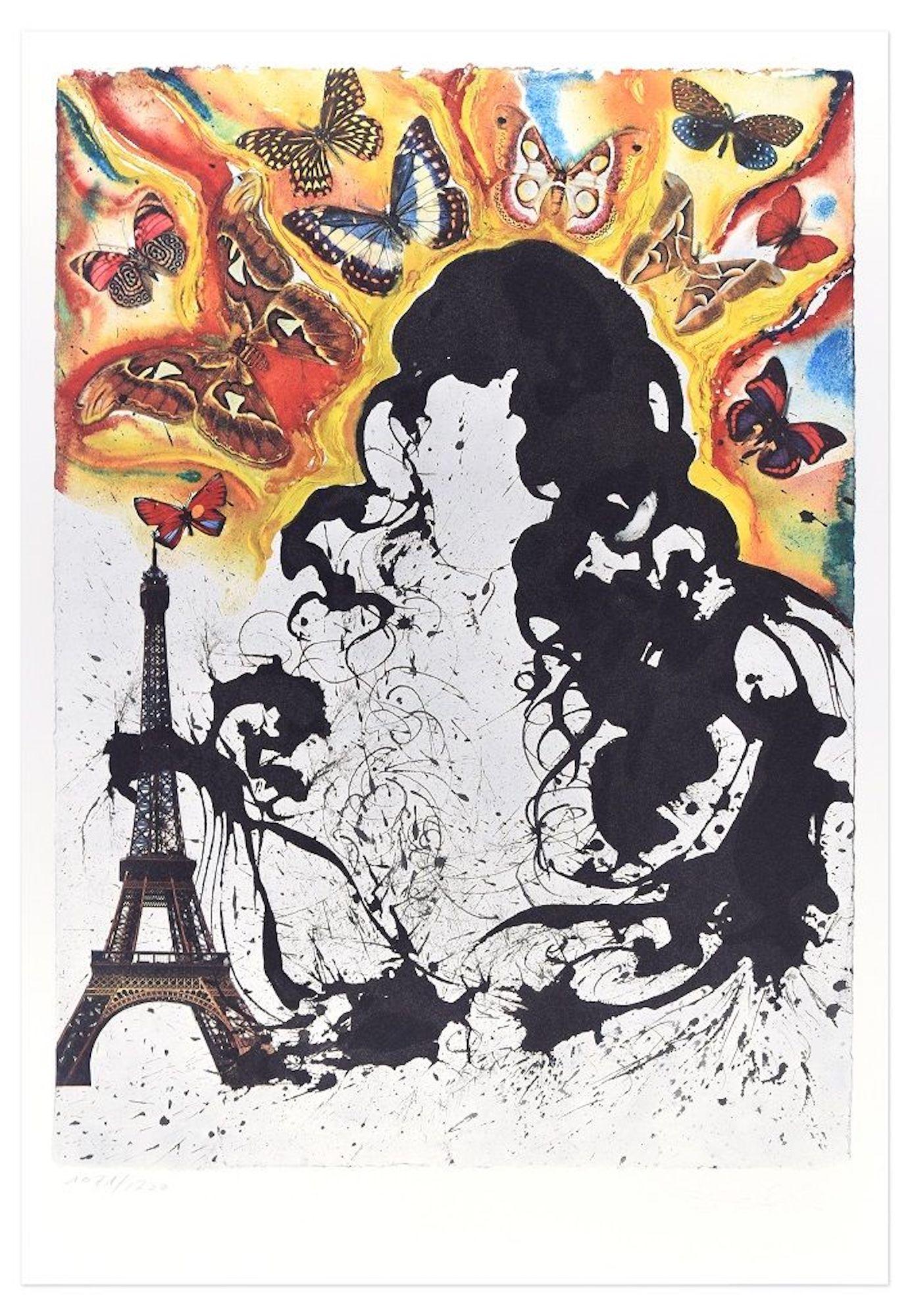 Salvador Dalí Print – Plate I - From "Suite Papillon" - Original Lithograph and Heliogravure - 1969