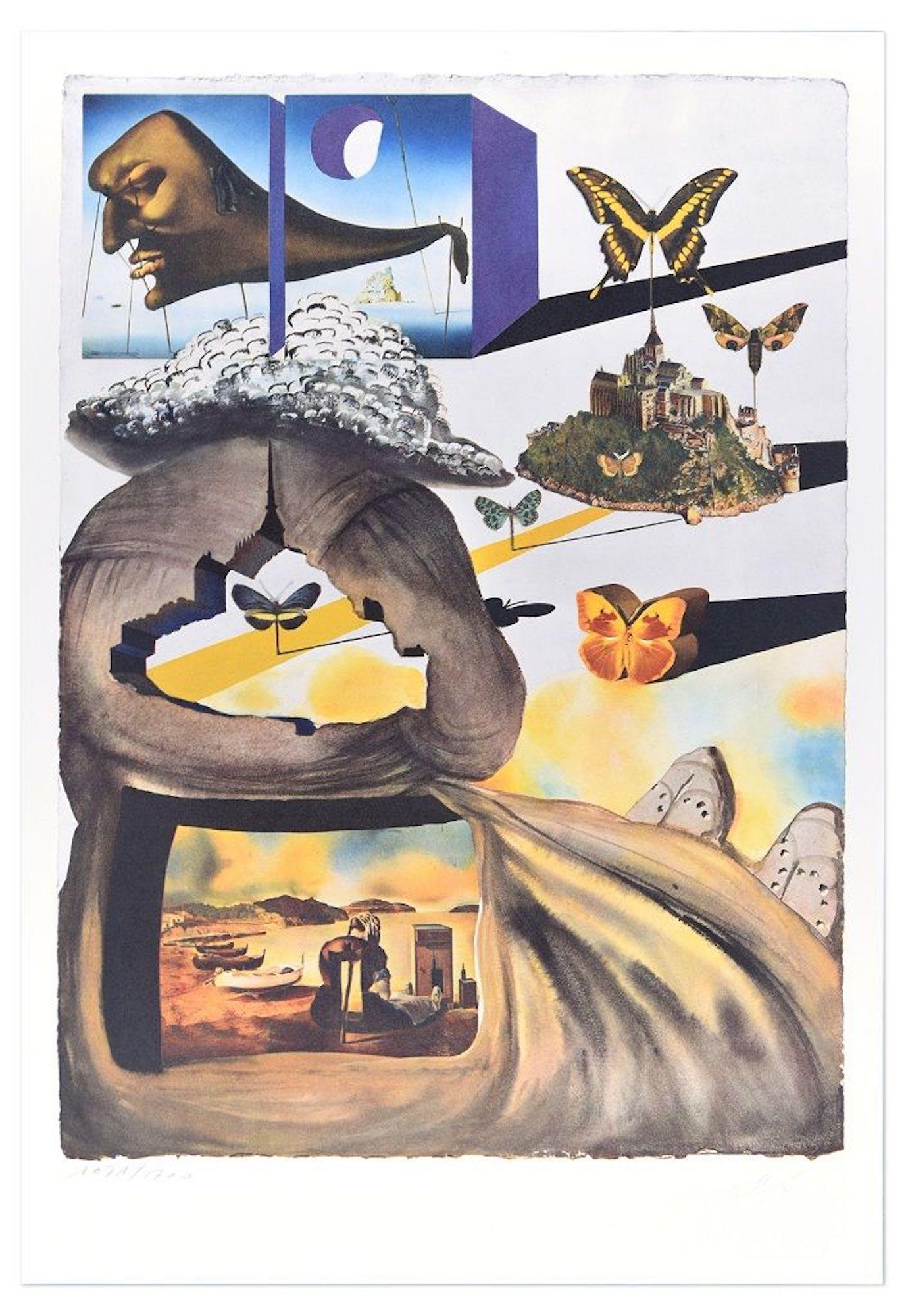 Salvador Dalí Print – Plate II – aus „Suite Papillon“ – Originallithographie und Heliogravur – 1969