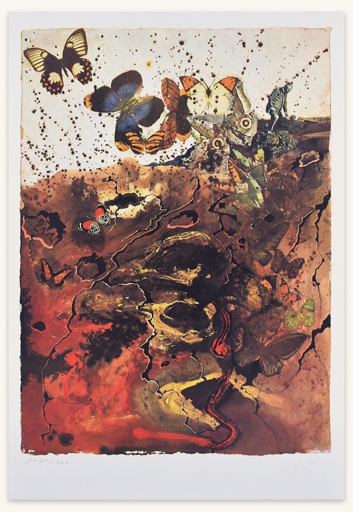 Salvador Dalí Print - Plate VI - From "Suite Papillon" - Original Lithograph and Heliogravure - 1969