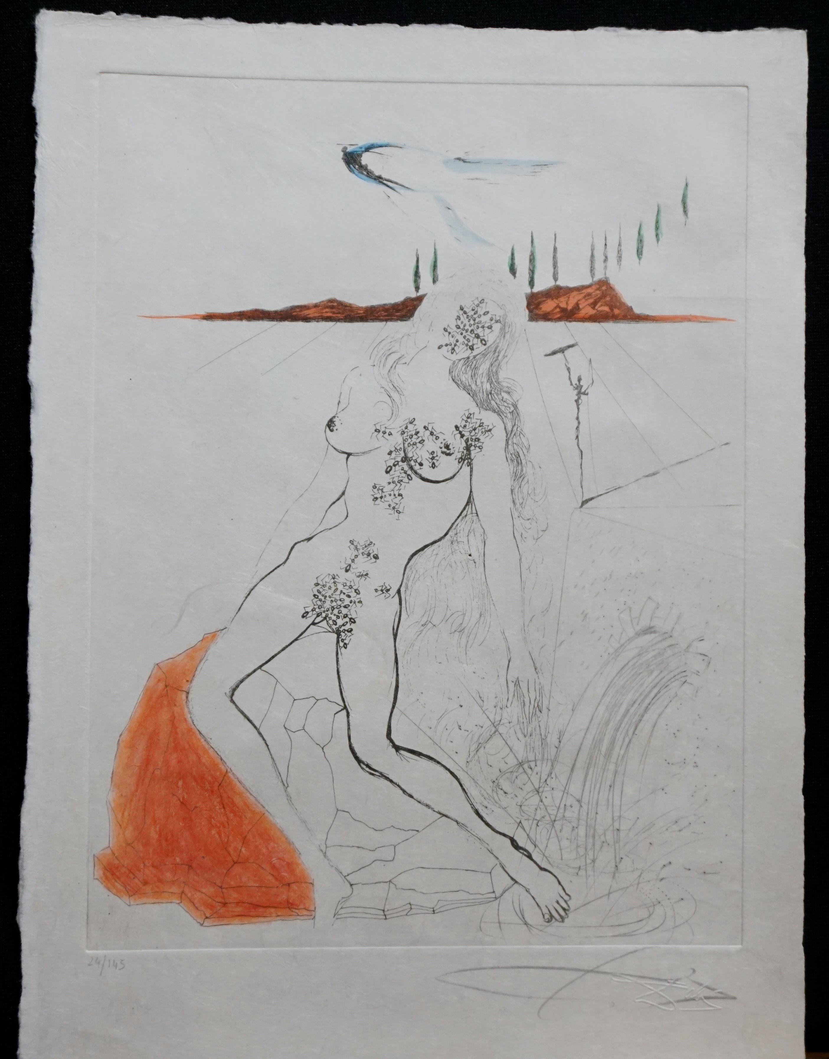 Salvador Dalí Nude Print - Poems Secrets Nude at The Fountain