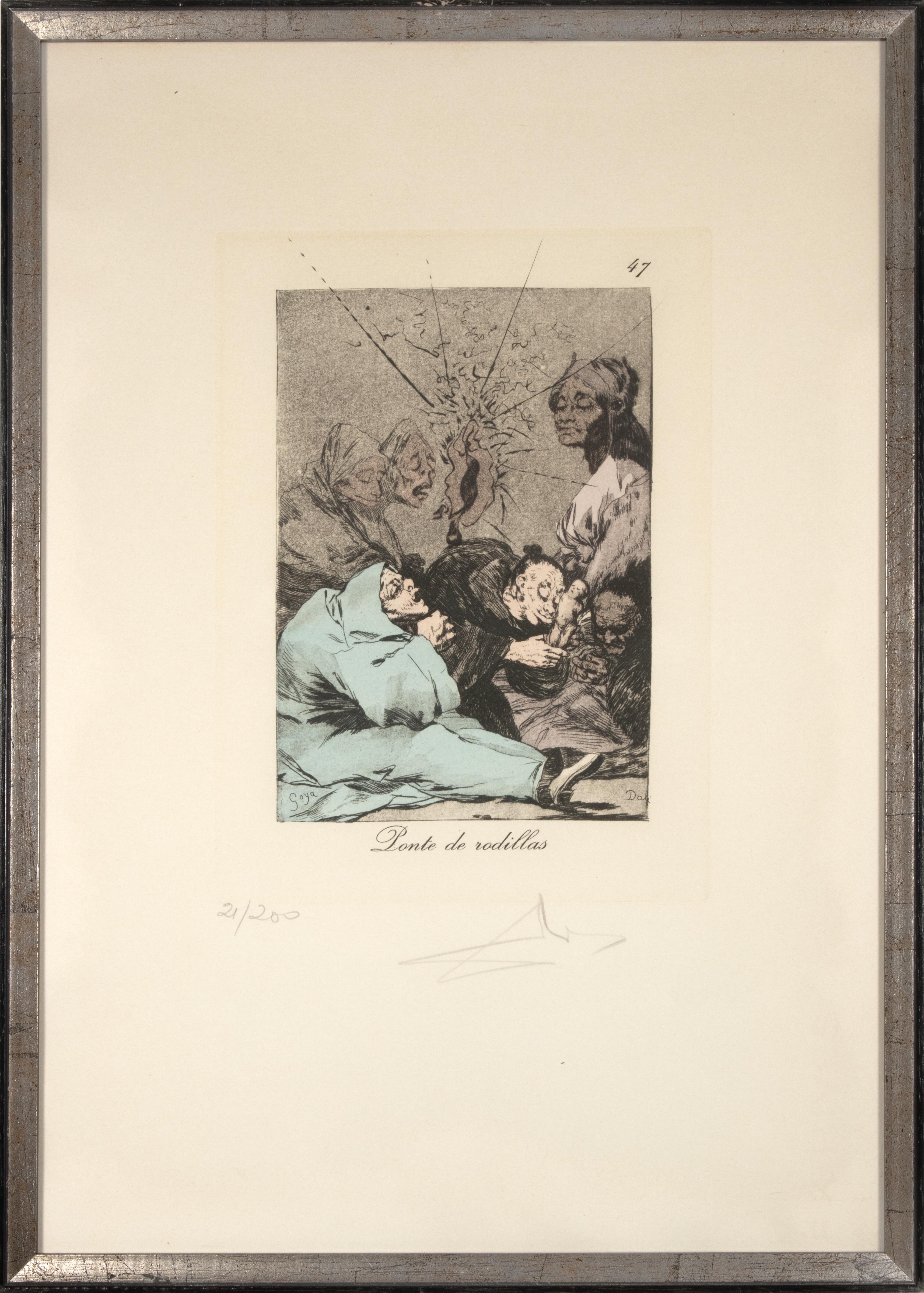 Ponte de Rodillas - Gravure, pointe sèche - 1977 - Surréalisme Print par Salvador Dalí