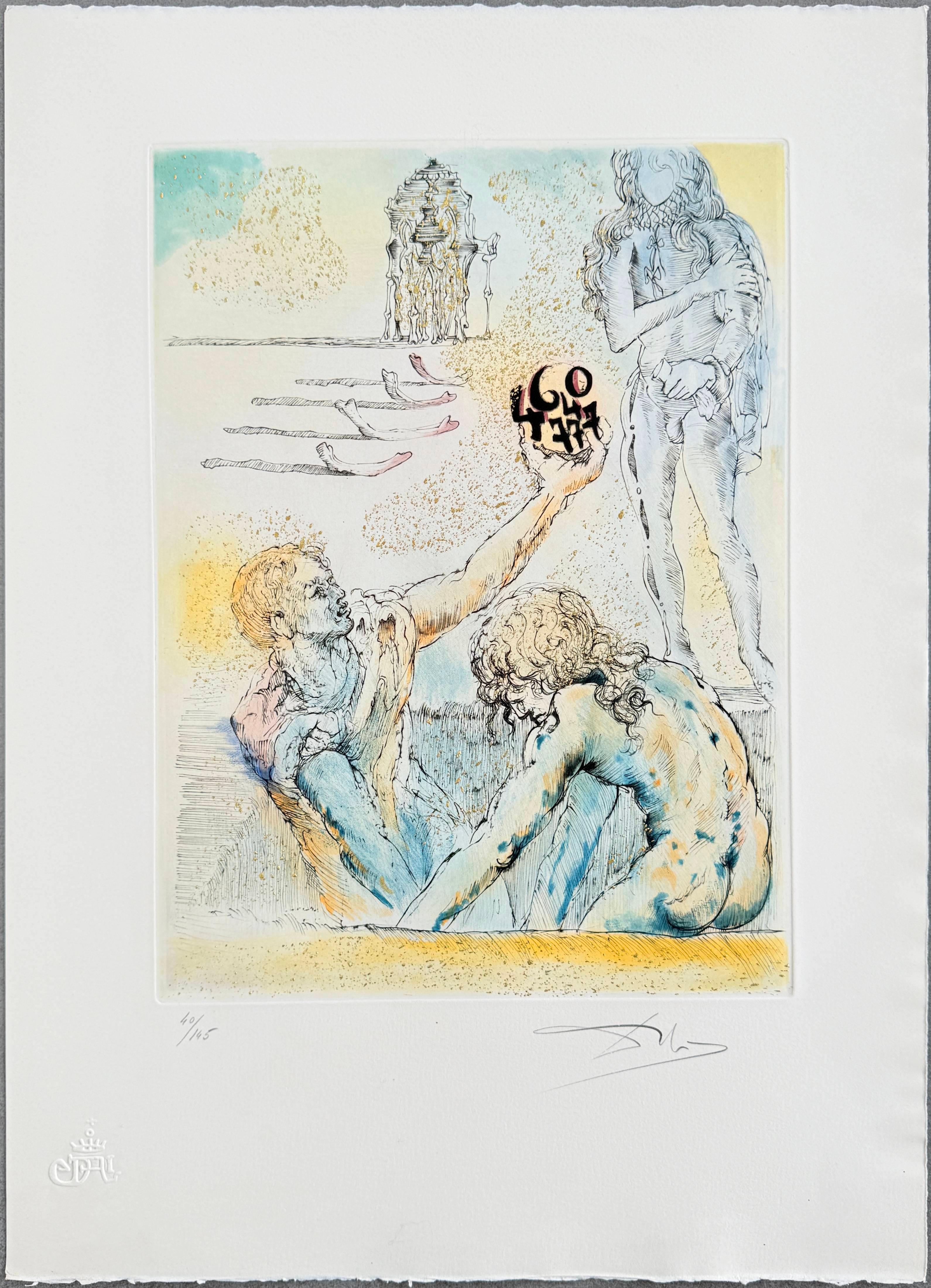 Salvador Dalí, 1904-1989 (España)
Cartera: Hamlet, 1973

Hamlet (1973) de Salvador Dalí es una impresionante carpeta de diez grabados a punta seca con aguatinta y pintura dorada, cada uno coloreado a mano sobre papel BFK Rives. Inspirándose en la
