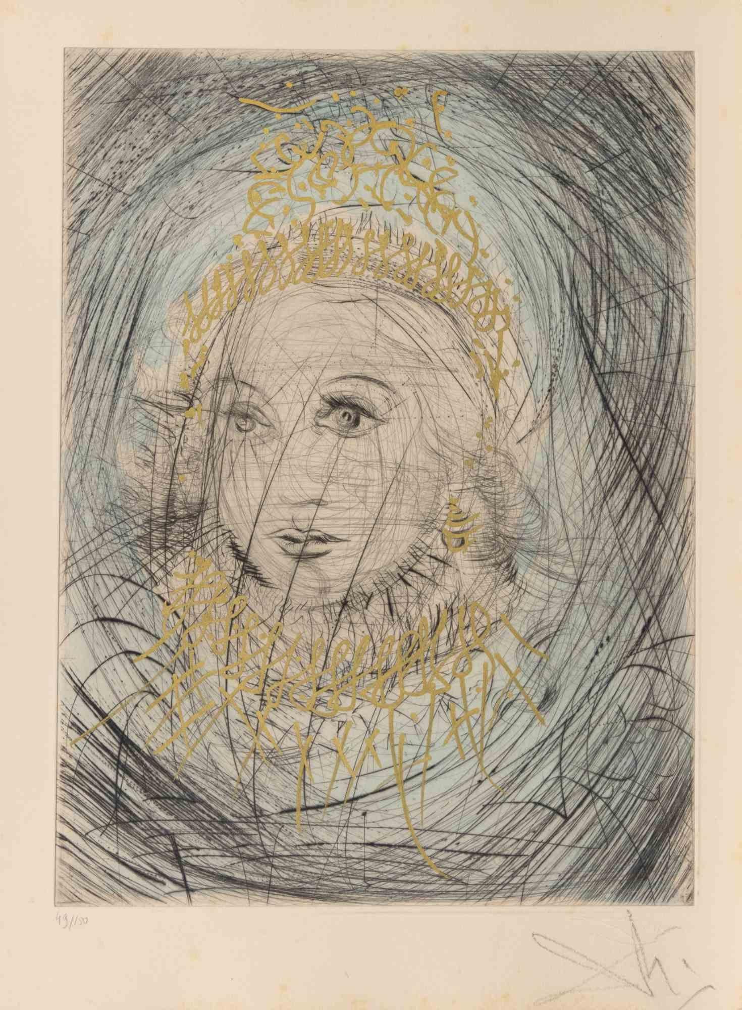 Portrait de Marguerite - Etching - 1960s - Print by Salvador Dalí