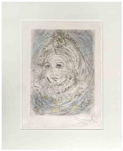 Vintage Portrait de Marguerite - Etching  - 1968