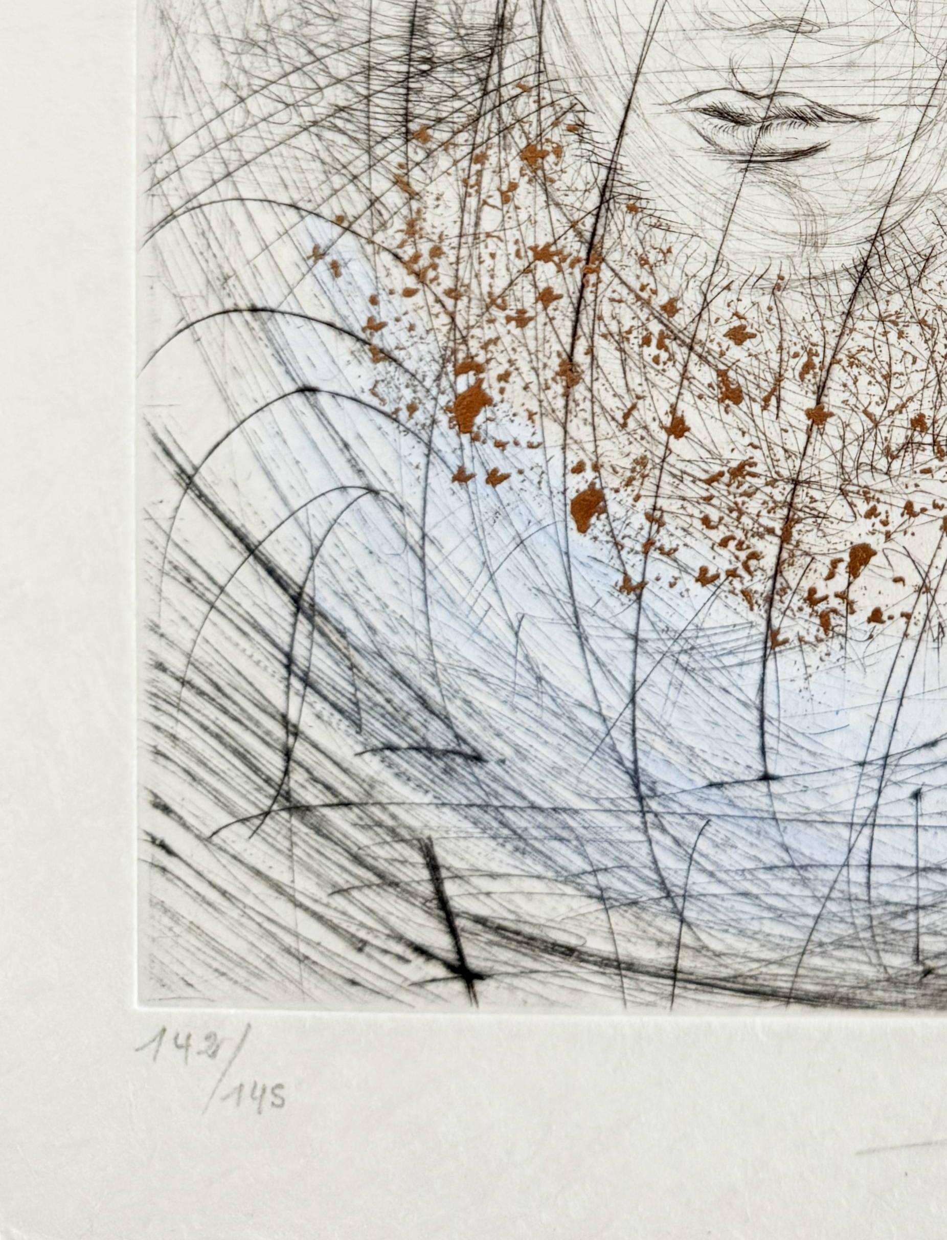 Portrait de Marguerite (Portrait of Marguerite) - Gray Print by Salvador Dalí