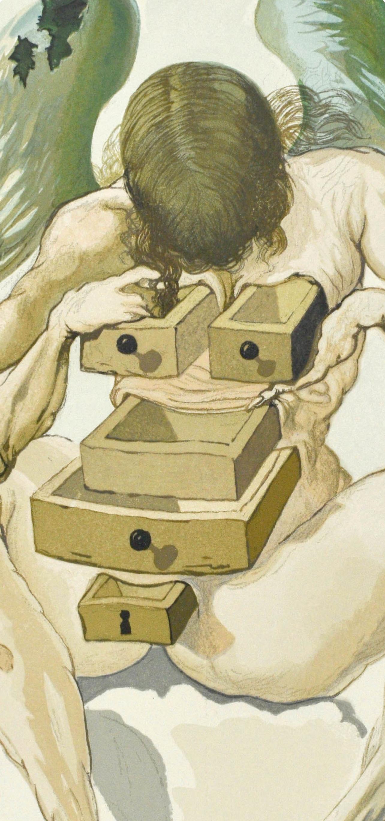 Purgatorio, Canto I (Field 189-200; M/L. 1039-1138), La Divina Commedia - Beige Figurative Print by Salvador Dalí