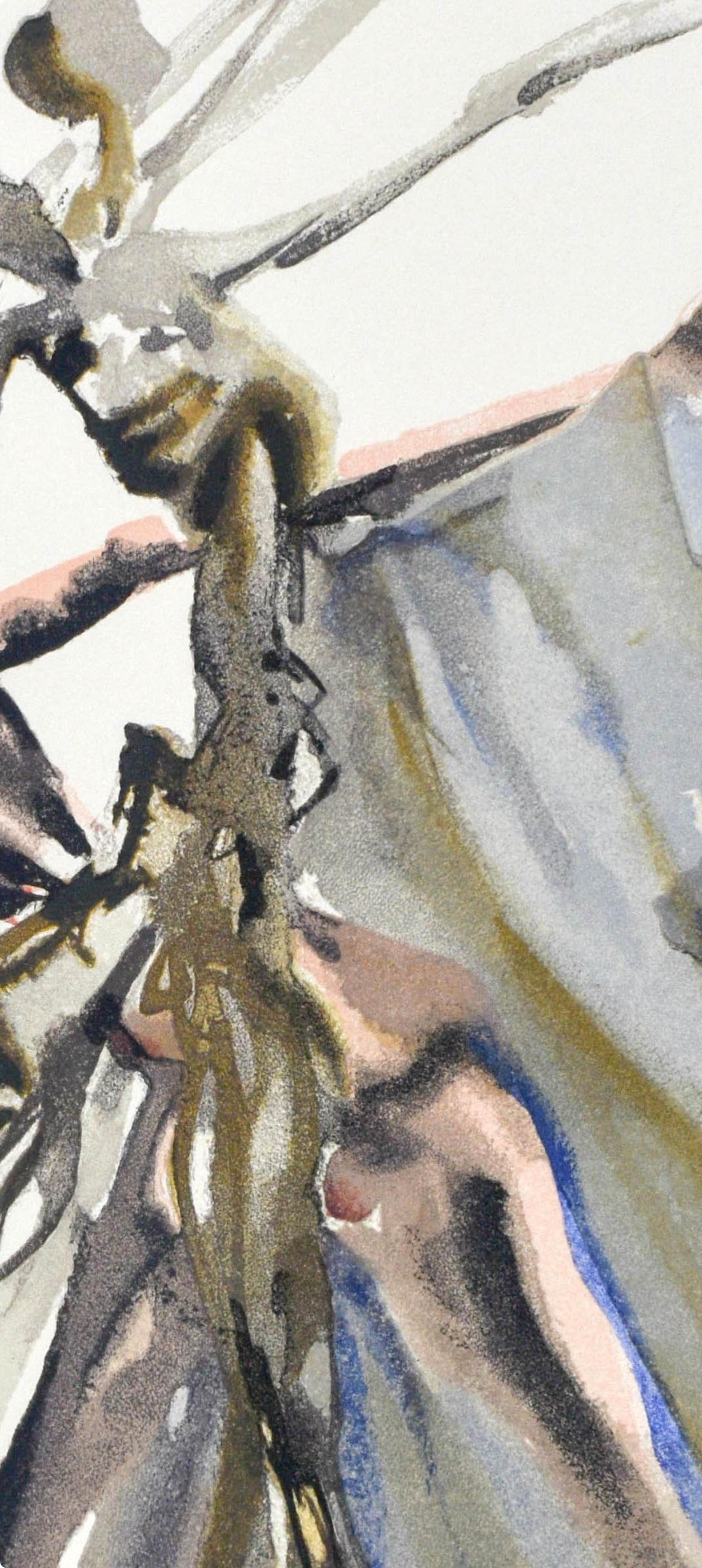 Purgatorio, Canto IV (Field 189-200; M/L. 1039-1138), La Divina Commedia - Gray Figurative Print by Salvador Dalí