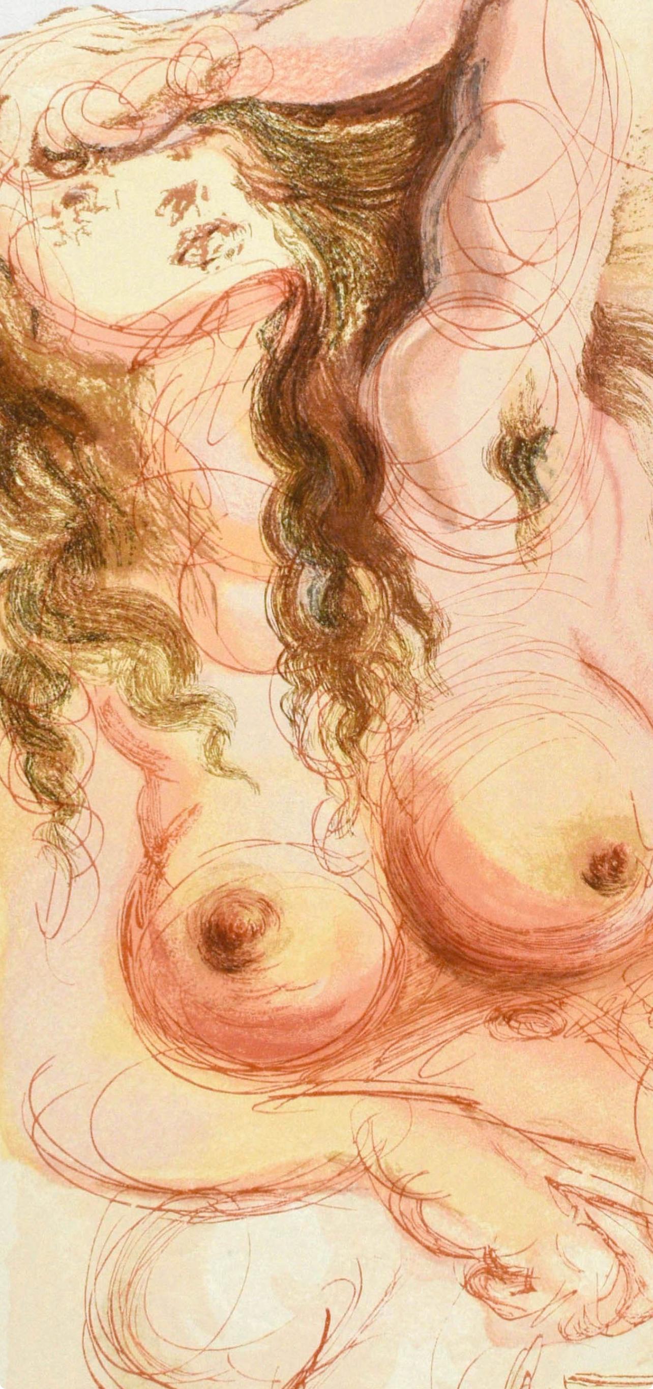 Purgatorio, Canto IX (Field 189-200; M/L. 1039-1138), La Divina Commedia - Beige Landscape Print by Salvador Dalí