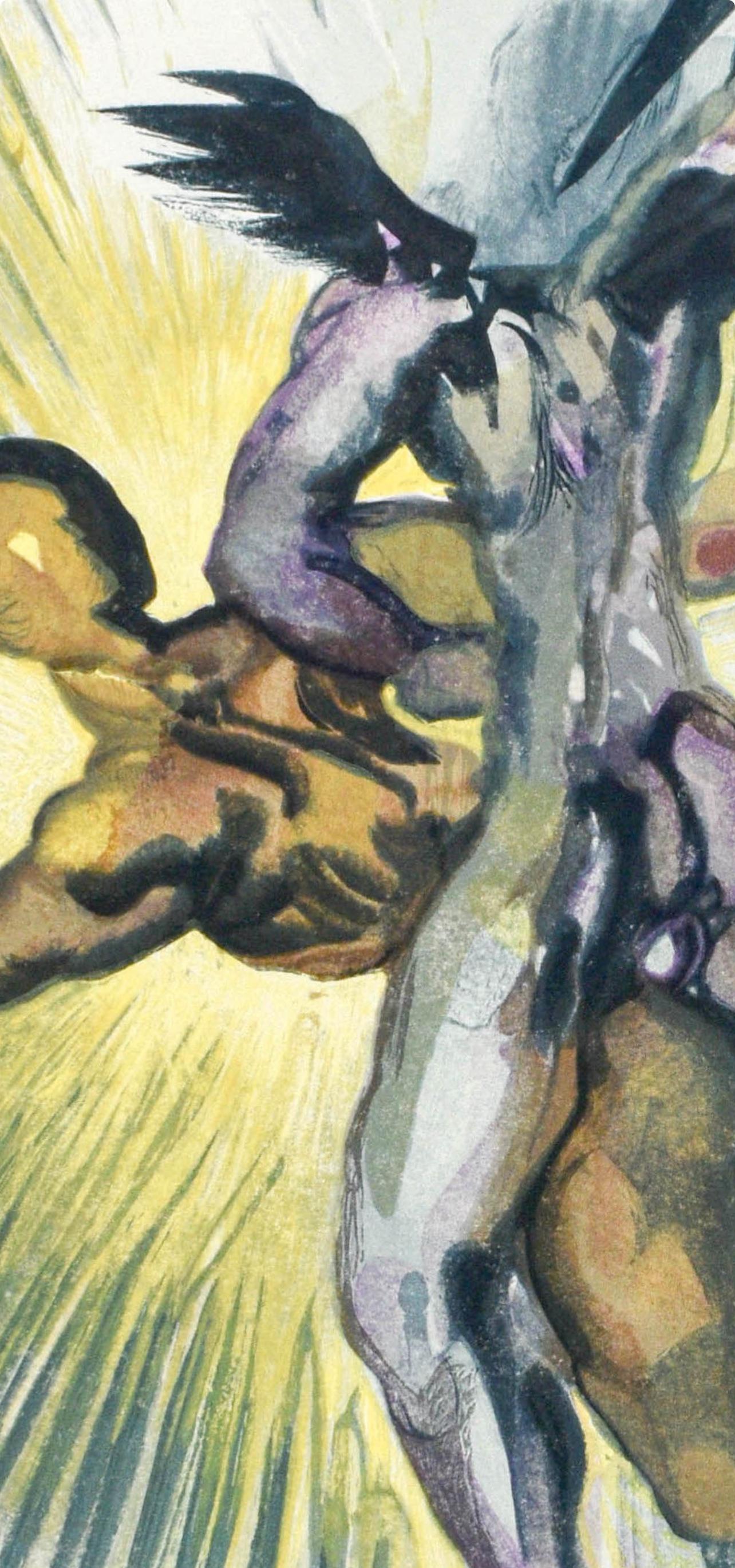 Purgatorio, Canto VIII (Field 189-200; M/L. 1039-1138), La Divina Commedia - Beige Figurative Print by Salvador Dalí