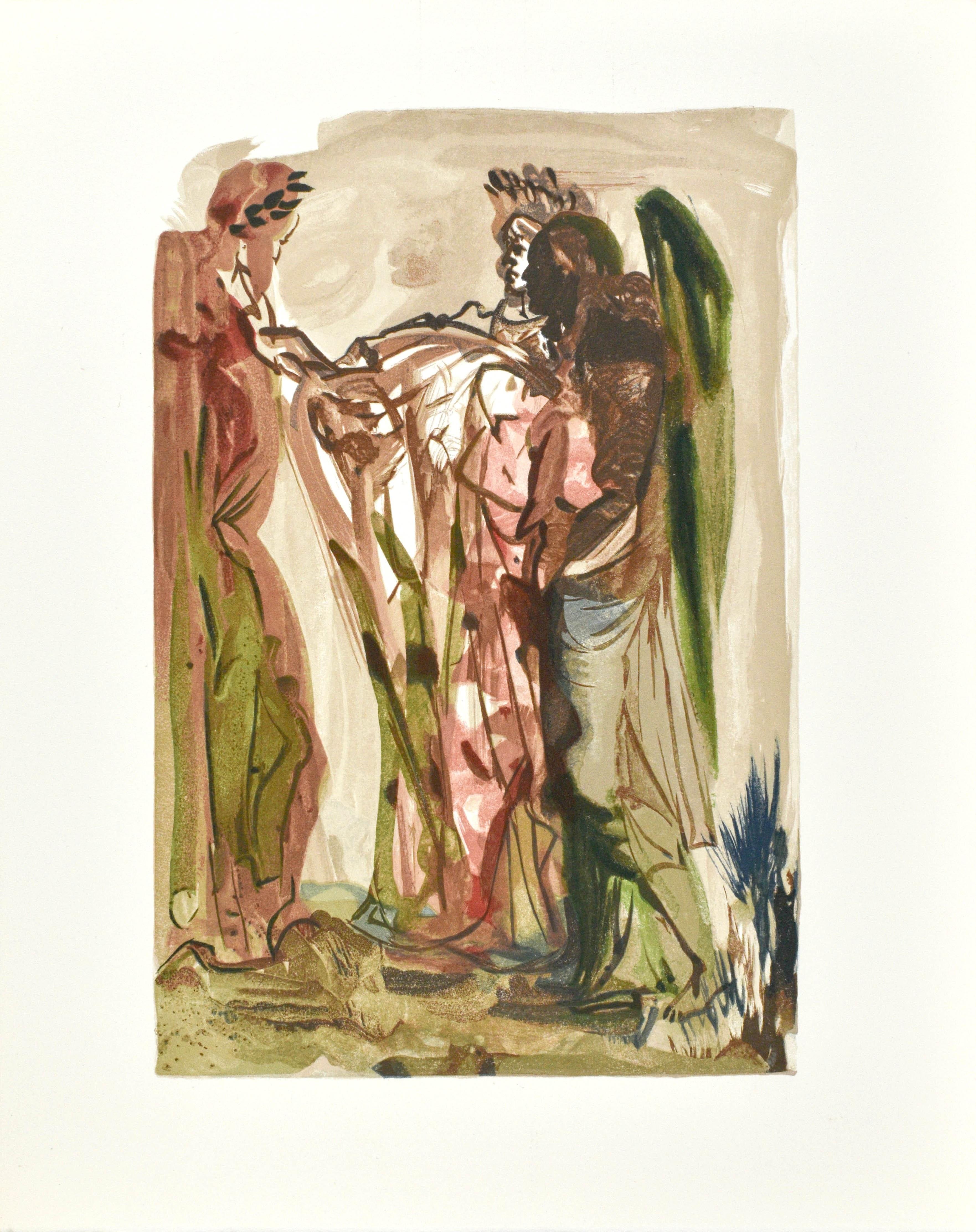 Woodcut in colors on vélin pur chiffon de Rives paper. Paper size: 13 x 10.375 inches. Inscription: Unsigned and unnumbered, as issued. Catalogue raisonné reference: Michler & Löpsinger 1039-1138; Field 189-200. Notes: From the folio, La Divina