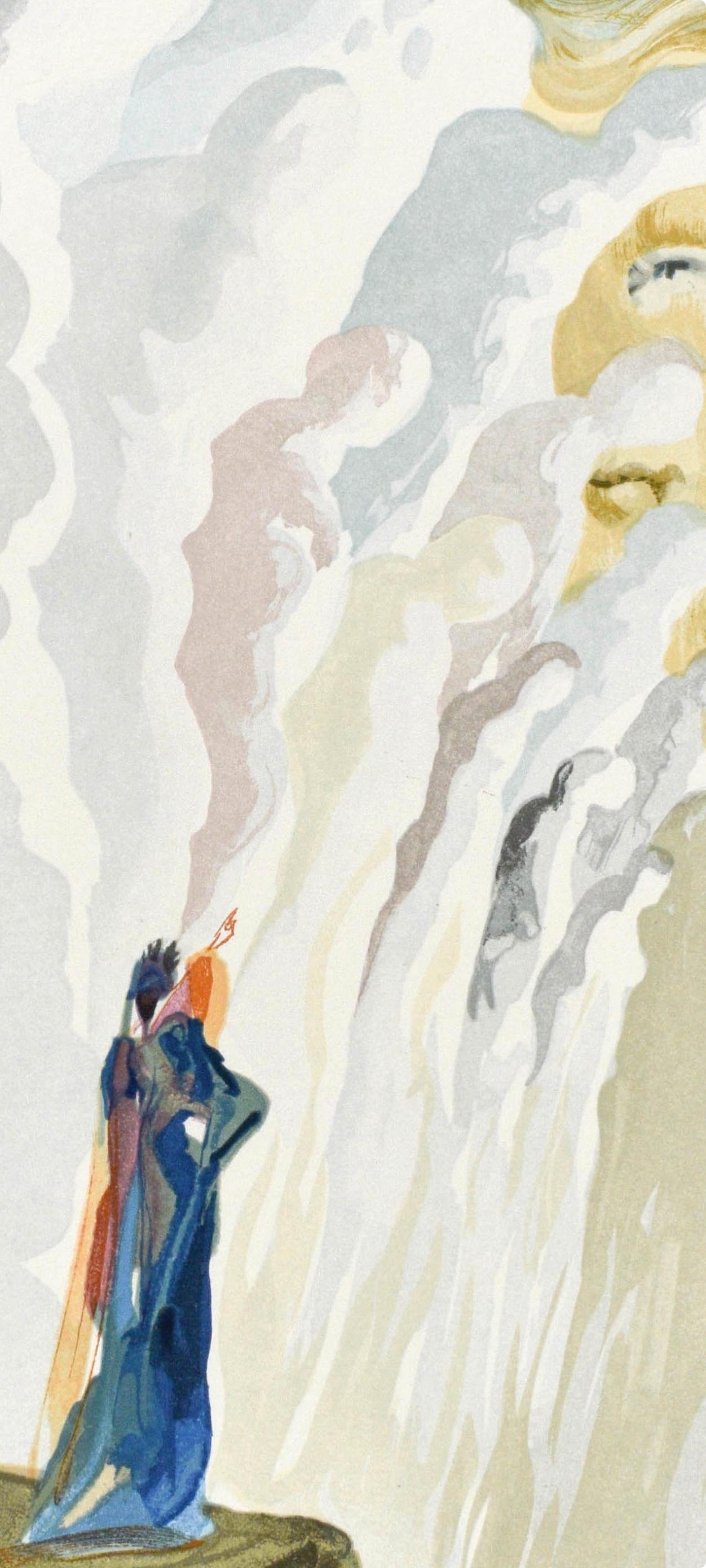 Purgatorio, Canto XII (Field 189-200; M/L. 1039-1138), La Divina Commedia - Beige Landscape Print by Salvador Dalí