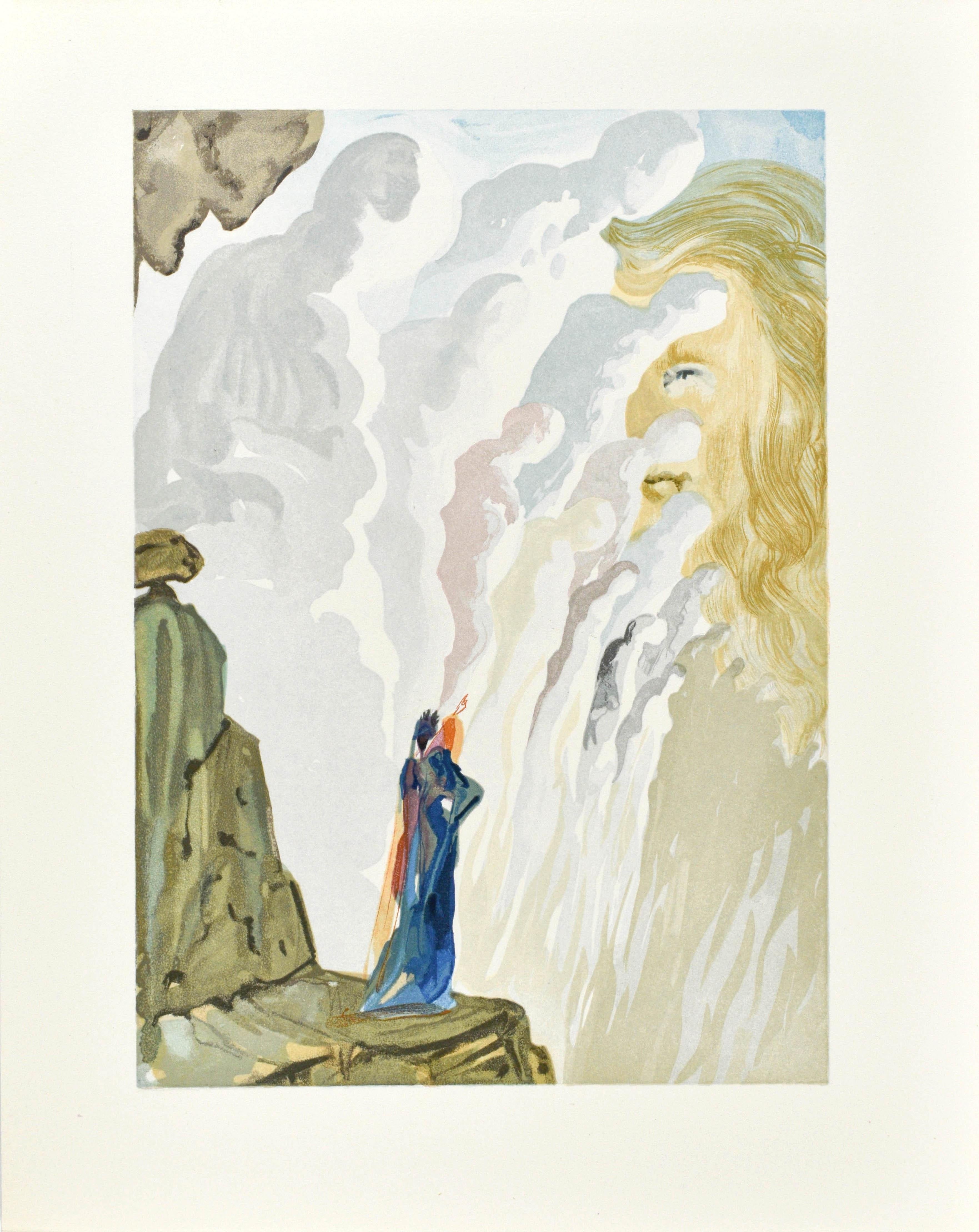 Woodcut in colors on vélin pur chiffon de Rives paper. Paper size: 13 x 10.375 inches. Inscription: Unsigned and unnumbered, as issued. Catalogue raisonné reference: Michler & Löpsinger 1039-1138; Field 189-200. Notes: From the folio, La Divina