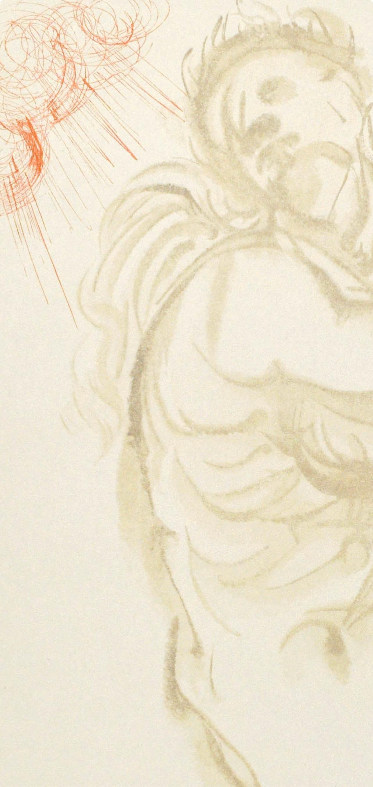 Purgatorio, Canto XIX (Field 189-200; M/L. 1039-1138), La Divina Commedia - White Figurative Print by Salvador Dalí