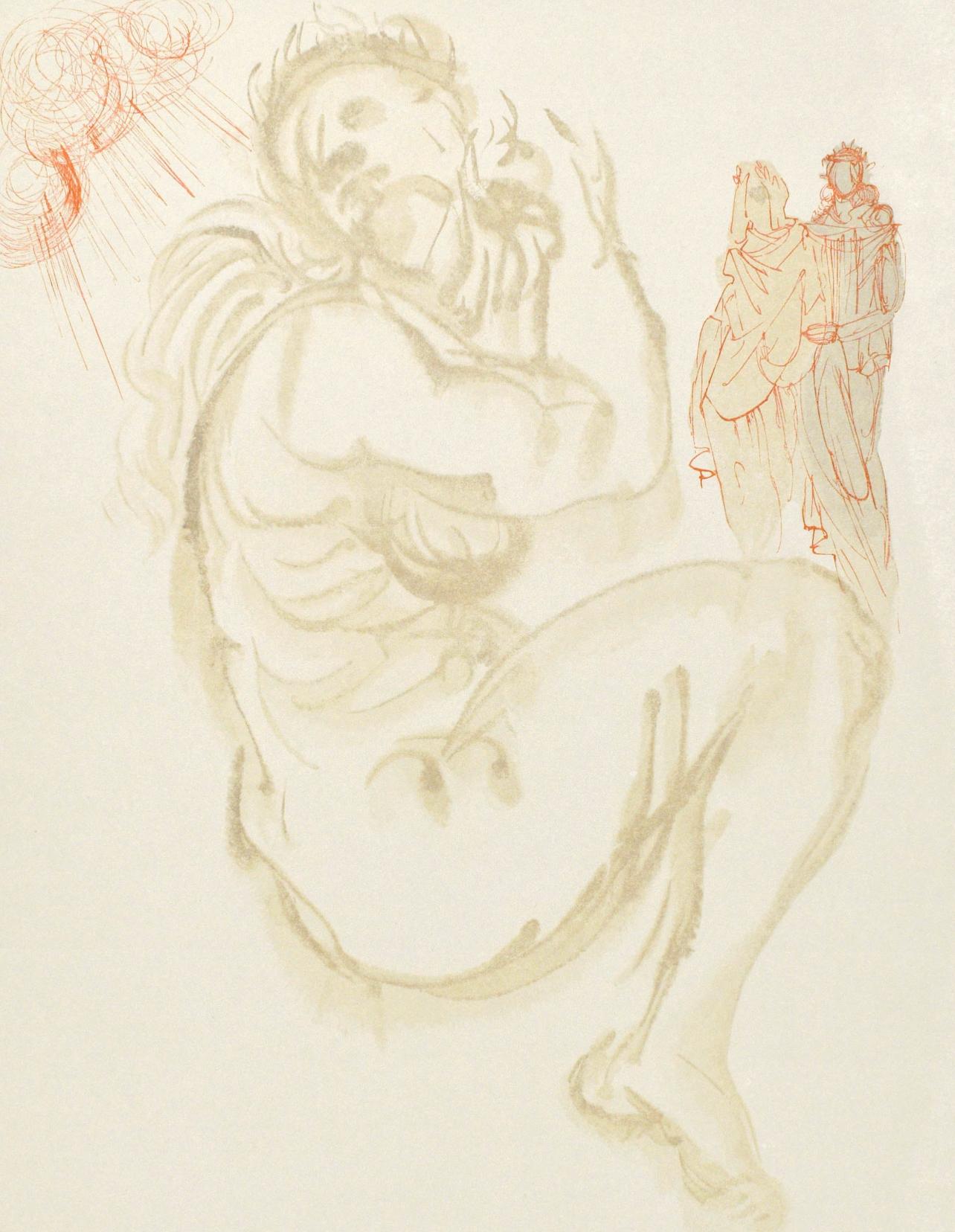 Salvador Dalí Figurative Print - Purgatorio, Canto XIX (Field 189-200; M/L. 1039-1138), La Divina Commedia