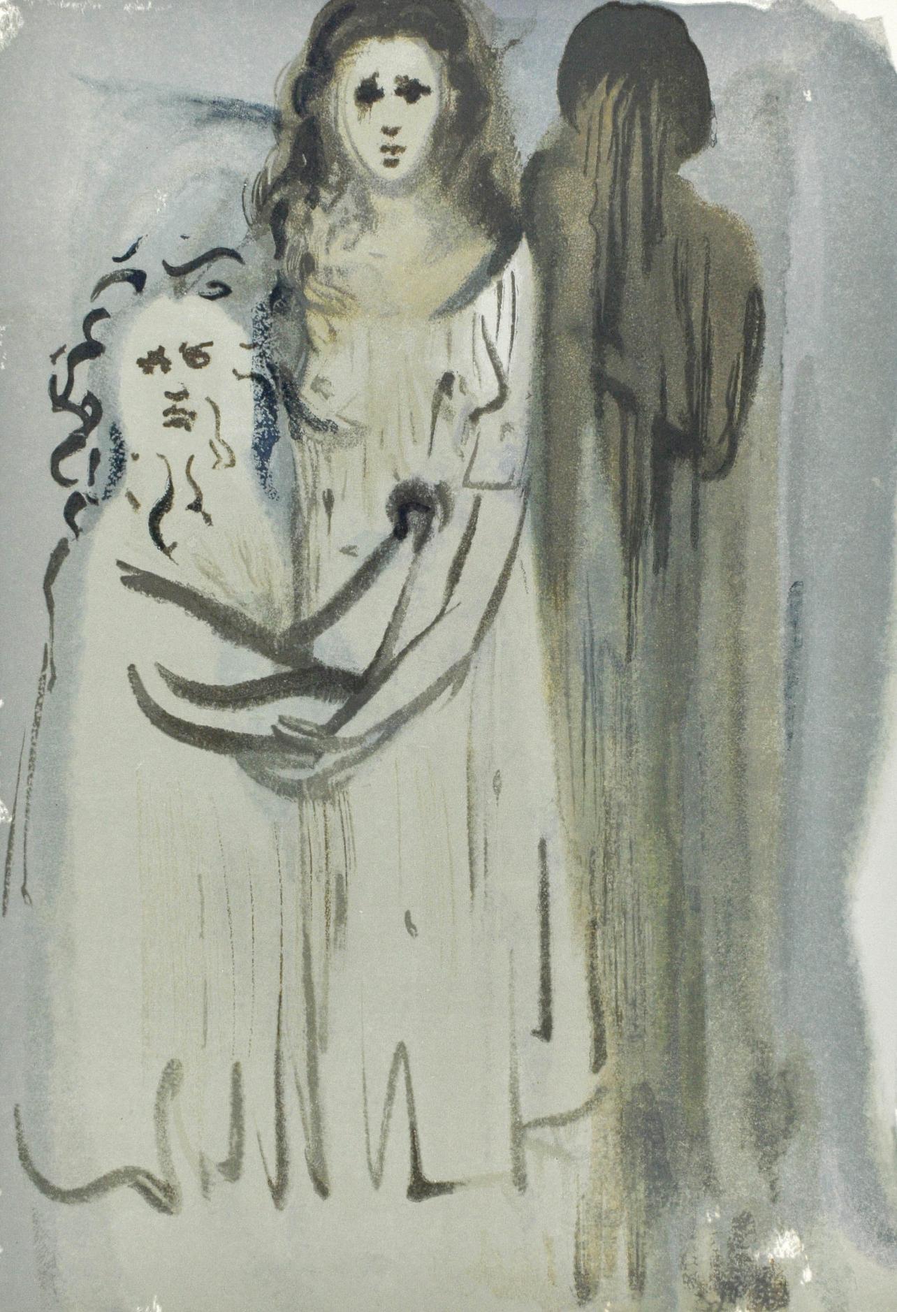 Salvador Dalí Figurative Print - Purgatorio, Canto XVI (Field 189-200; M/L. 1039-1138), La Divina Commedia