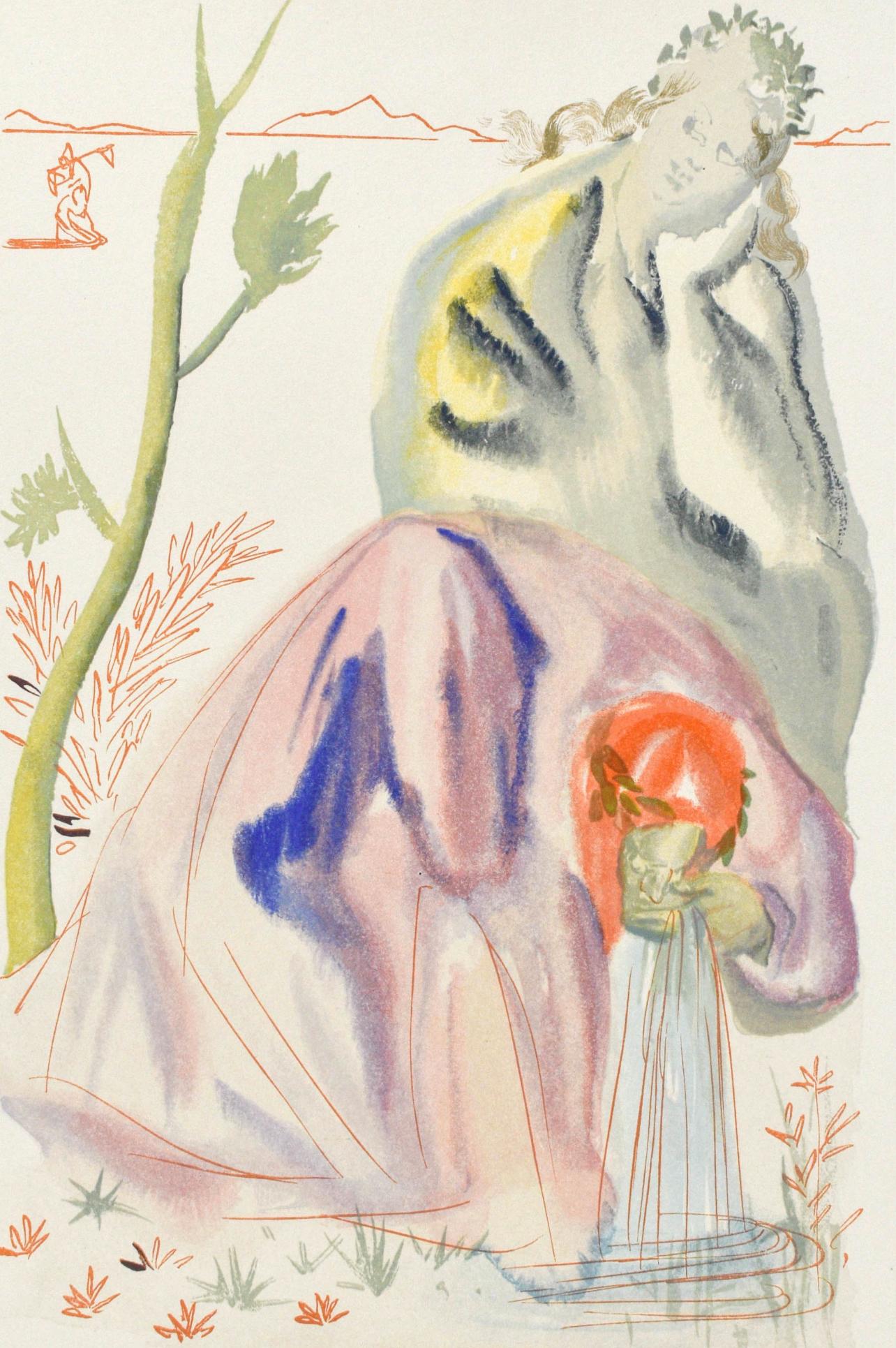 Salvador Dalí Landscape Print - Purgatorio, Canto XXI (Field 189-200; M/L. 1039-1138), La Divina Commedia
