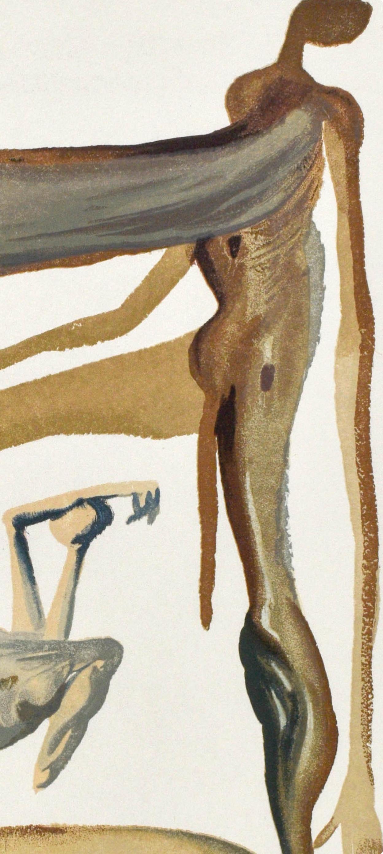 Purgatorio, Canto XXII (Field 189-200; M/L. 1039-1138), La Divina Commedia - Beige Landscape Print by Salvador Dalí