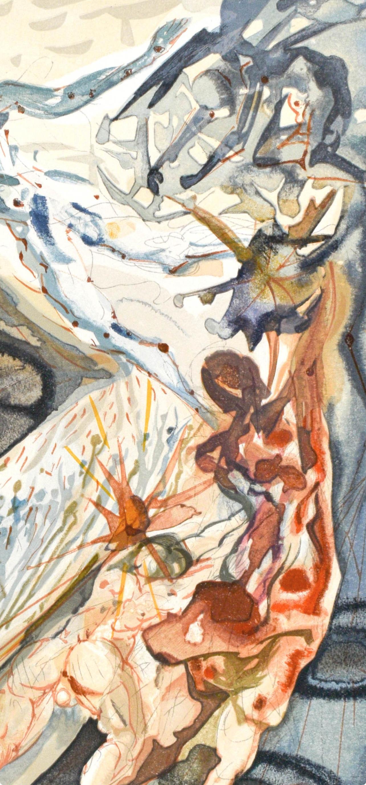 Purgatorio, Canto XXVI (Field 189-200; M/L. 1039-1138), La Divina Commedia - Beige Landscape Print by Salvador Dalí