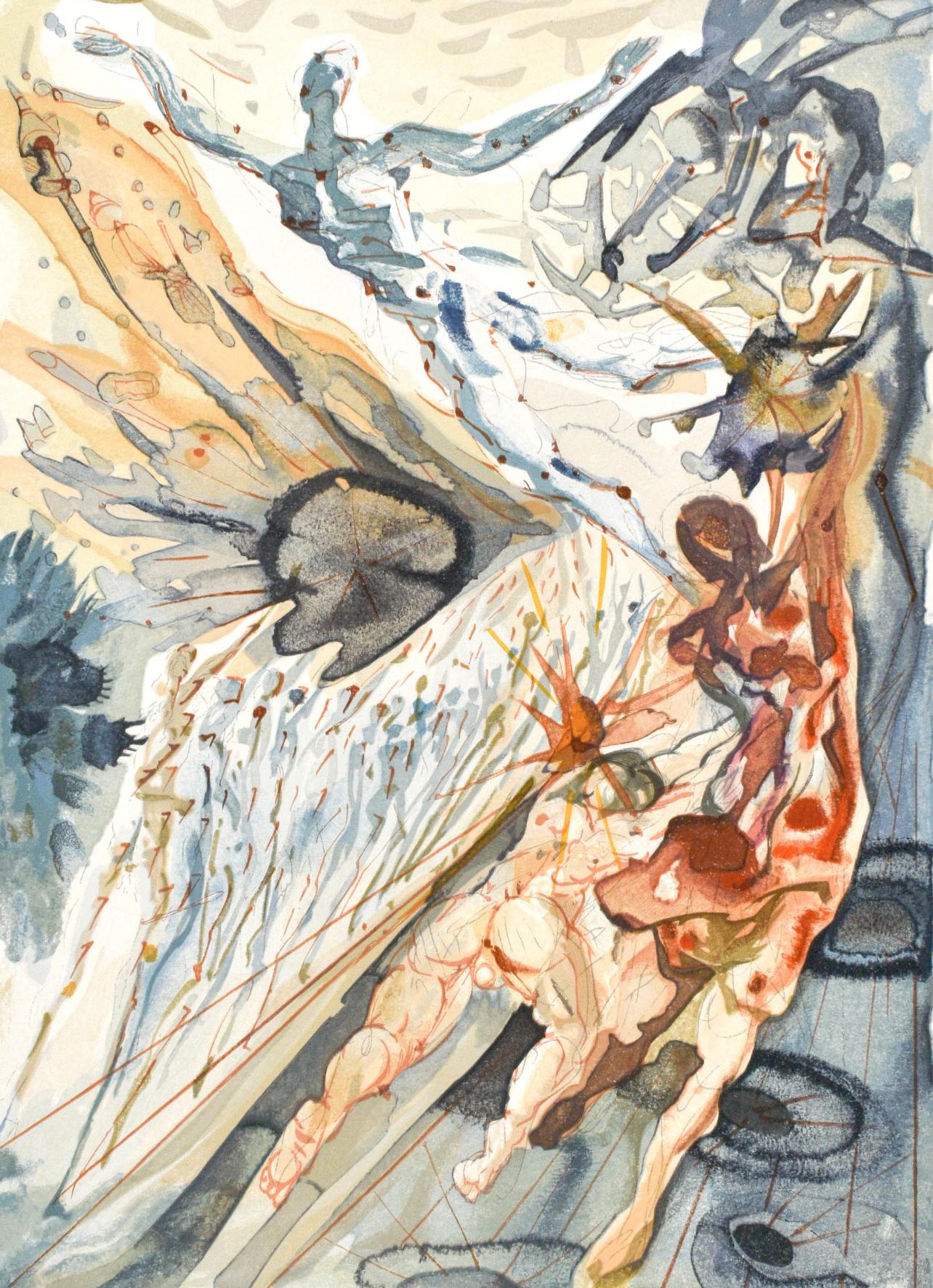 Salvador Dalí Landscape Print - Purgatorio, Canto XXVI (Field 189-200; M/L. 1039-1138), La Divina Commedia