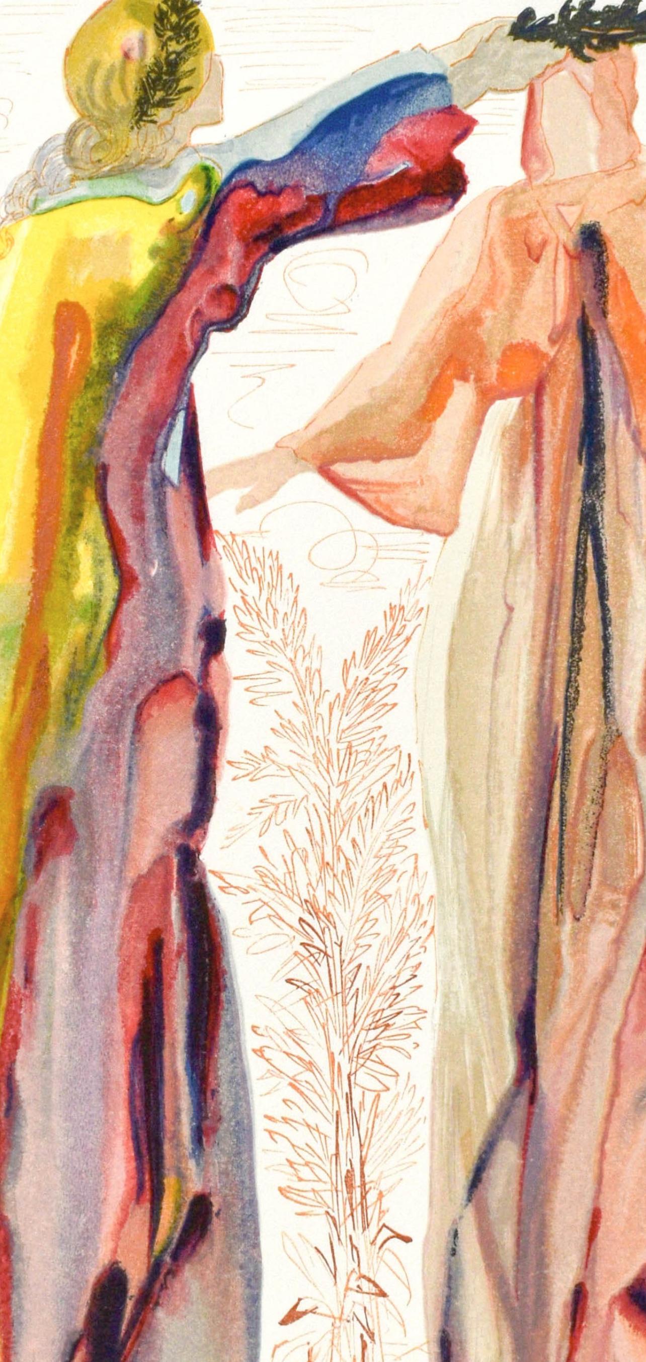 Purgatorio, Canto XXVII (Field 189-200; M/L. 1039-1138), La Divina Commedia - White Landscape Print by Salvador Dalí