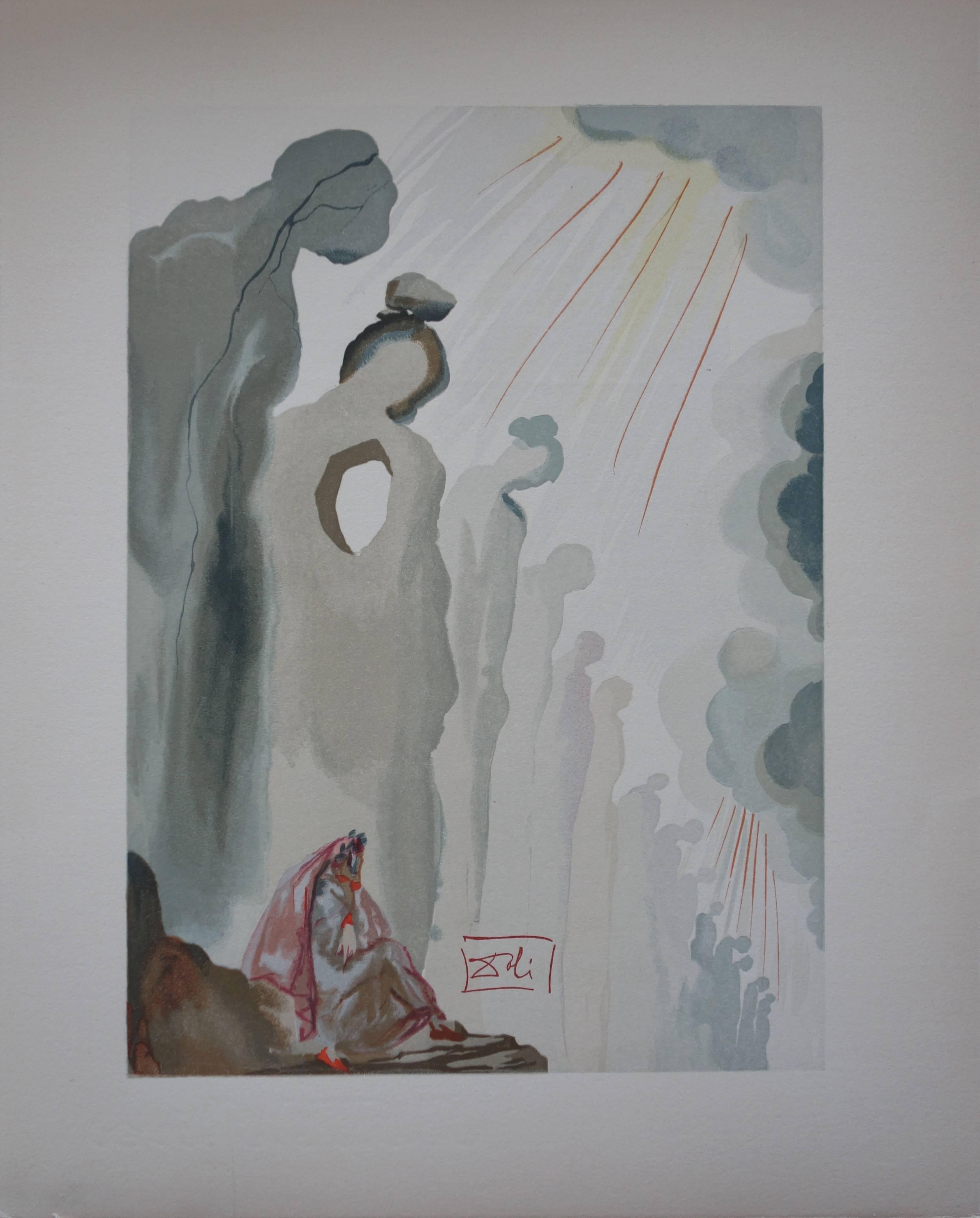 Salvador Dalí Figurative Print - Purgatory 13 - The Second Terrace - Color woodcut - 1963