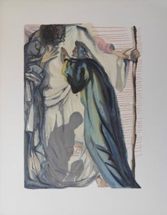 Purgatory 14 - A Spirit questions Dante -  woodcut - 1963