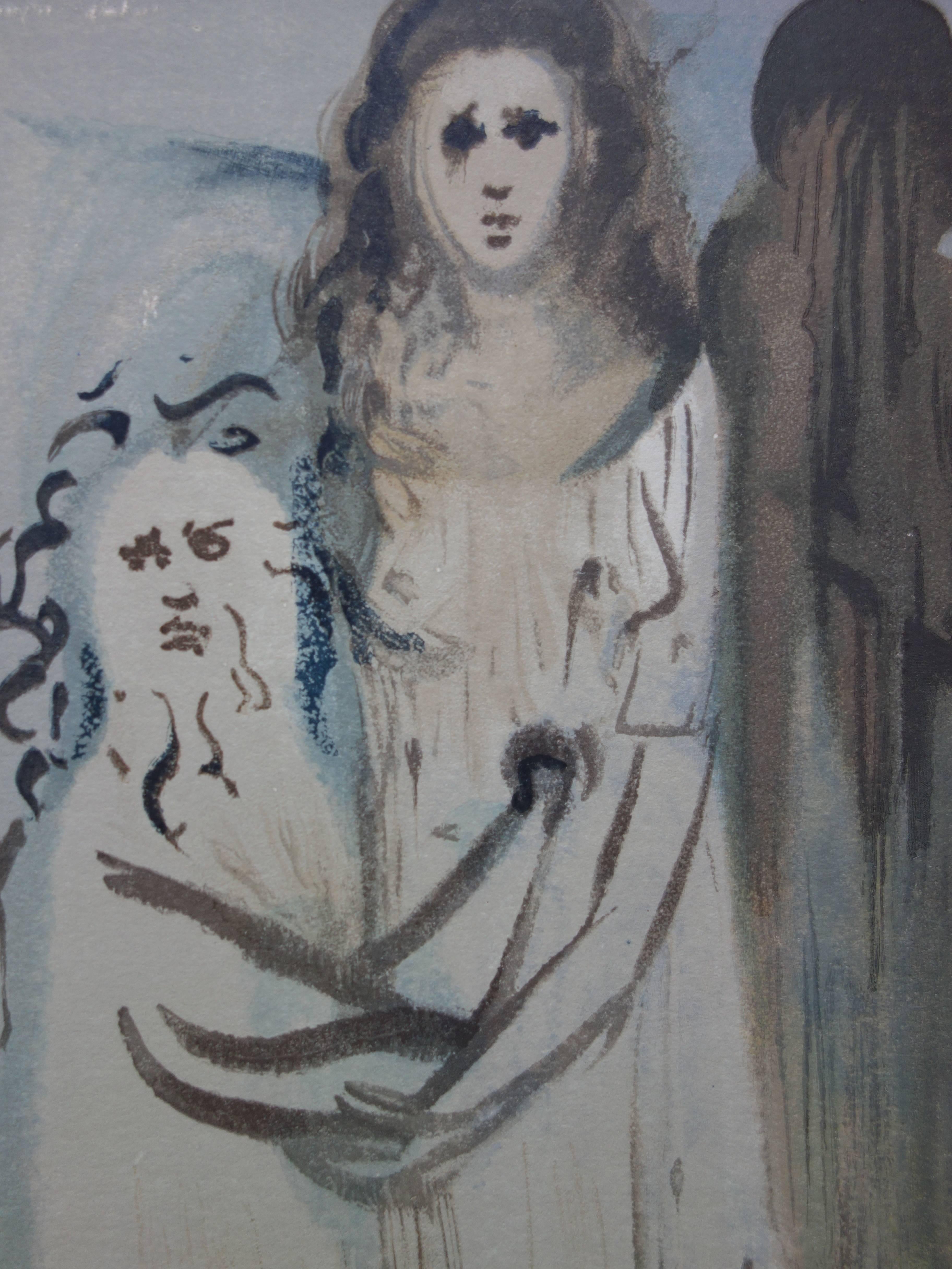 Purgatorio 16 - Nei fumi dell'angoscia - xilografia - 1963 (Campo #p. 189) - Figurative Print Grigio di Salvador Dalí