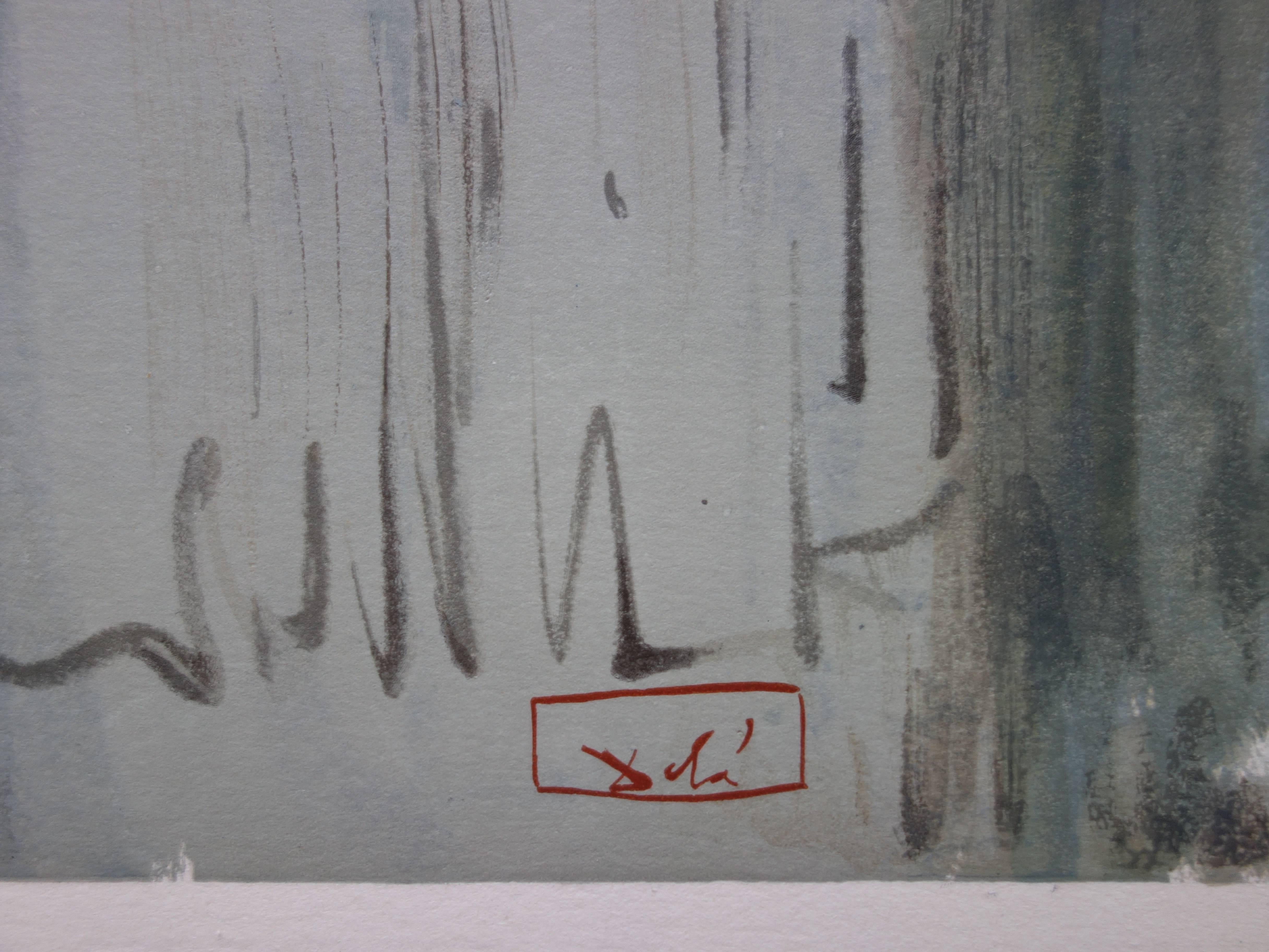 Purgatorio 16 - En los humos de la ira - xilografía - 1963 - Print de Salvador Dalí